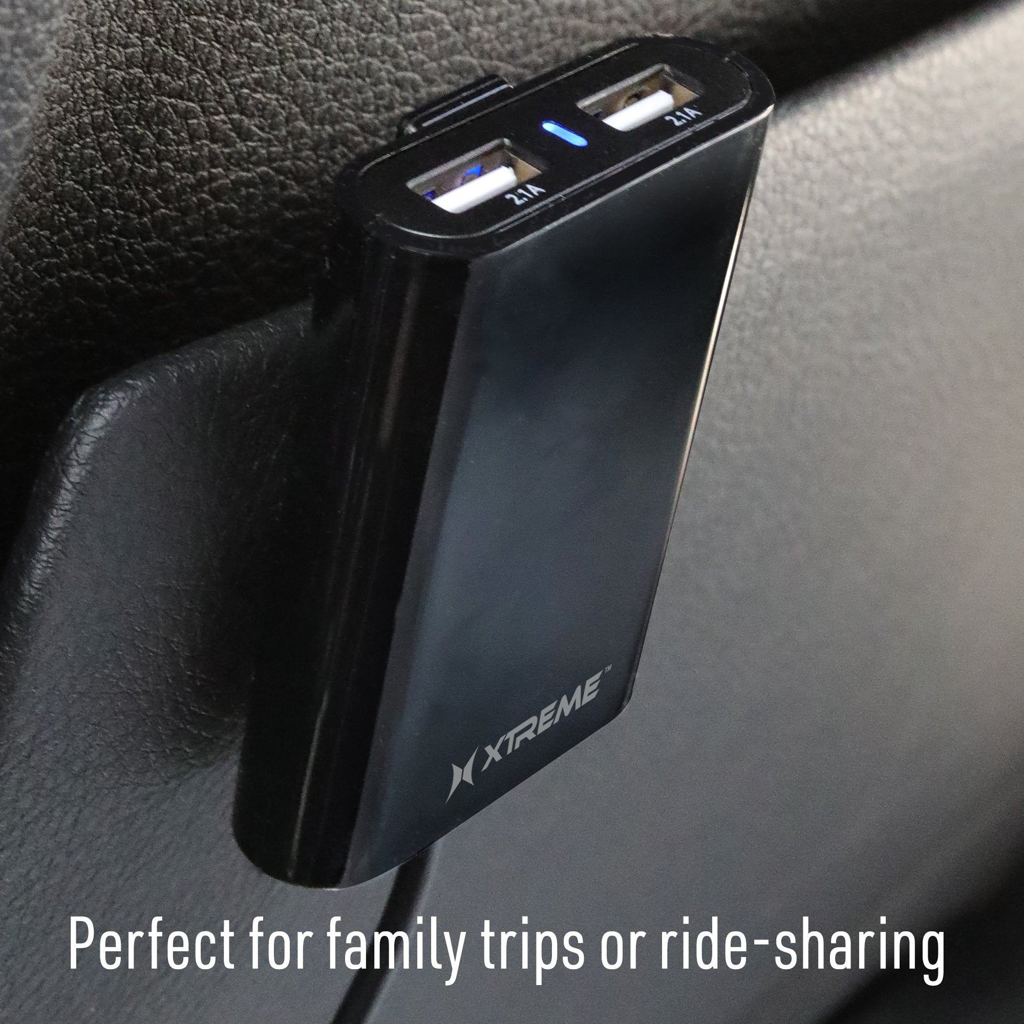 4-Port Backseat Car Charger with 6ft Extension Cable, 3.1A USB Charging Hub for Front and Rear Seats, Power Up to 4 Devices for Road Trips