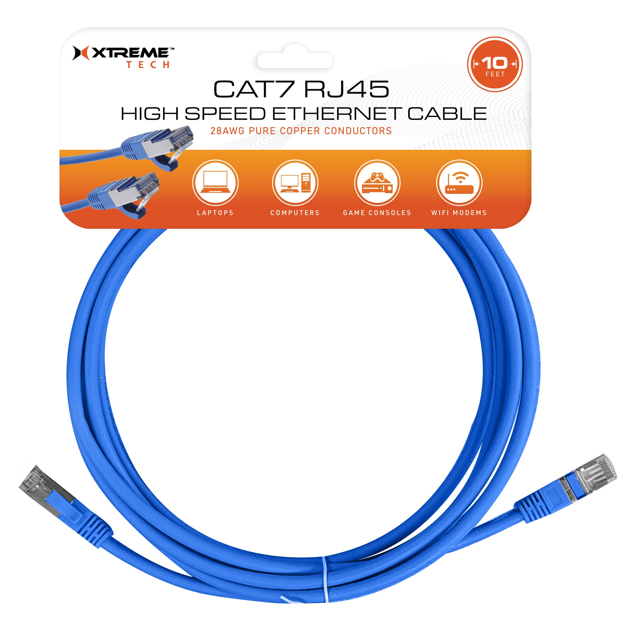 10ft CAT 7 Ethernet Cable, 150MHz Bandwidth, 1Gb/s High-Speed Network Cord for Gaming, Streaming, and Home/Office Use