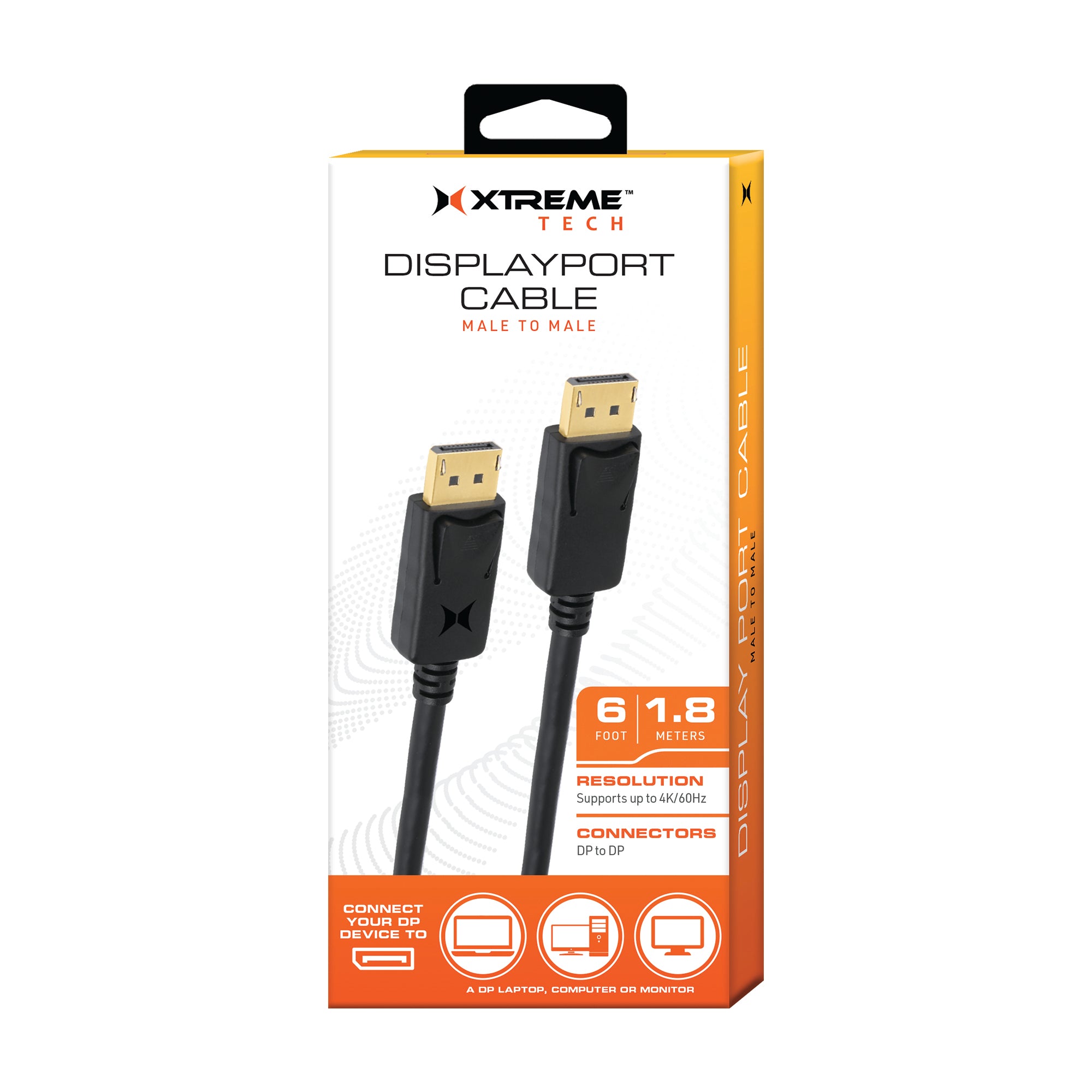 6ft DisplayPort Cable, 4K 60Hz DP Cord with Gold-Plated Connectors, High-Speed Video and Audio Cable for Monitors, Laptops, and Desktops