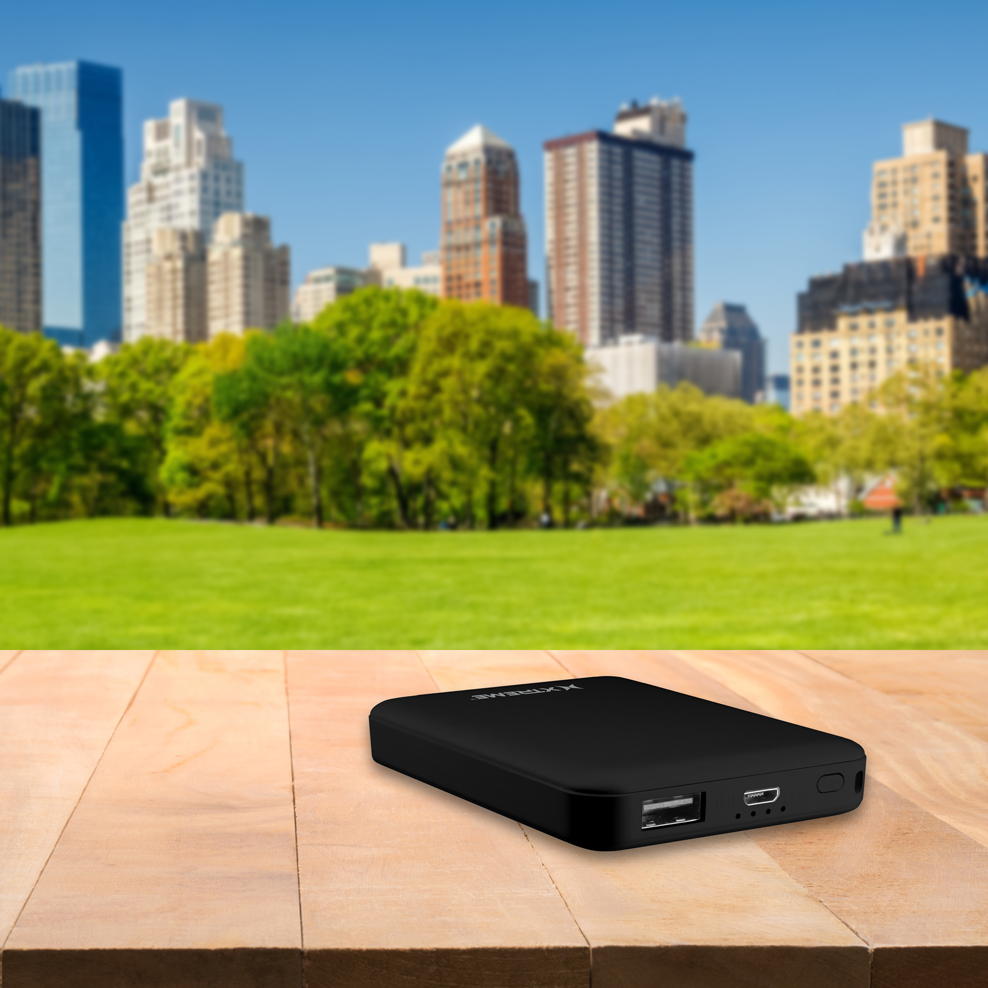 3,000 mAh Portable Power Bank with Built-in Light Indicator, Compact Black External Battery Charger for Smartphones and Small Electronics