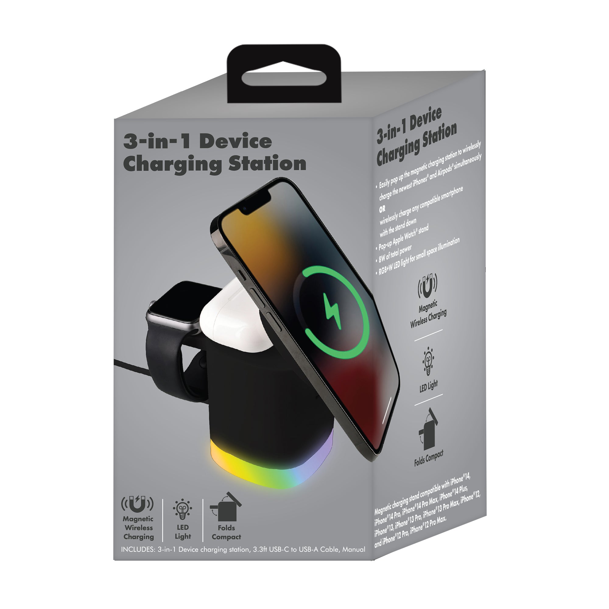 3-in-1 Mag-Safe Wireless Charging Station with Apple Watch and AirPods Dock