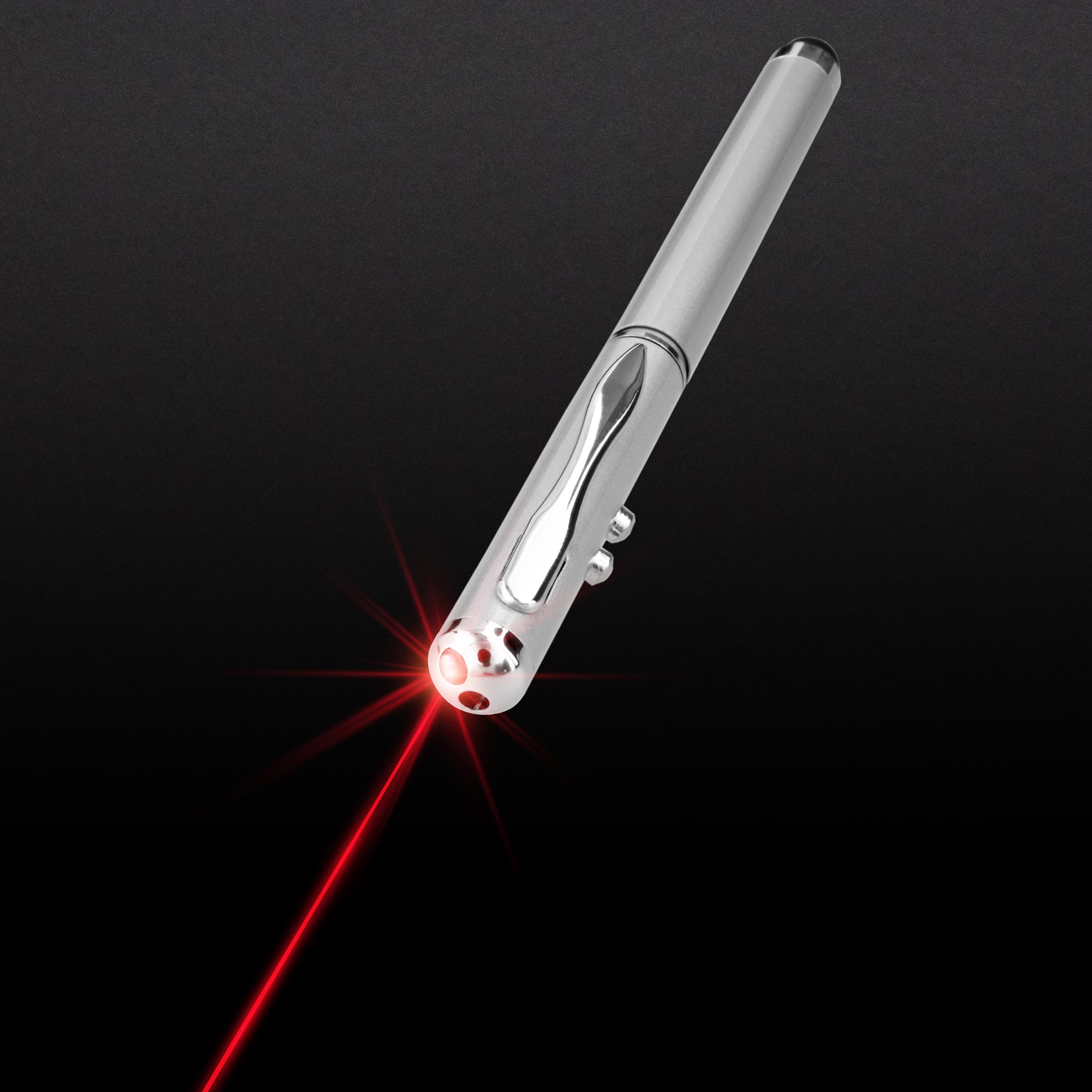 2-Pack Black & Silver 3-in-1 Laser Pointer Stylus Pen Set for Presentations, Touchscreens, and Writing