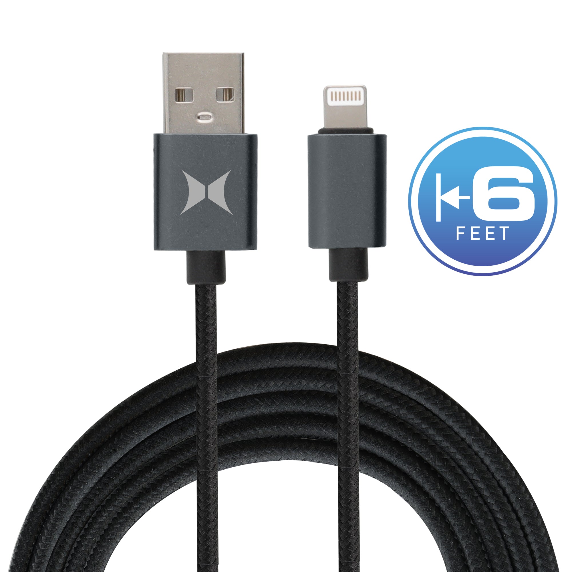 6ft Black 8 PIN to USB-A Sync & Charge Cable, Durable & Fast Charging Data Cord for Devices