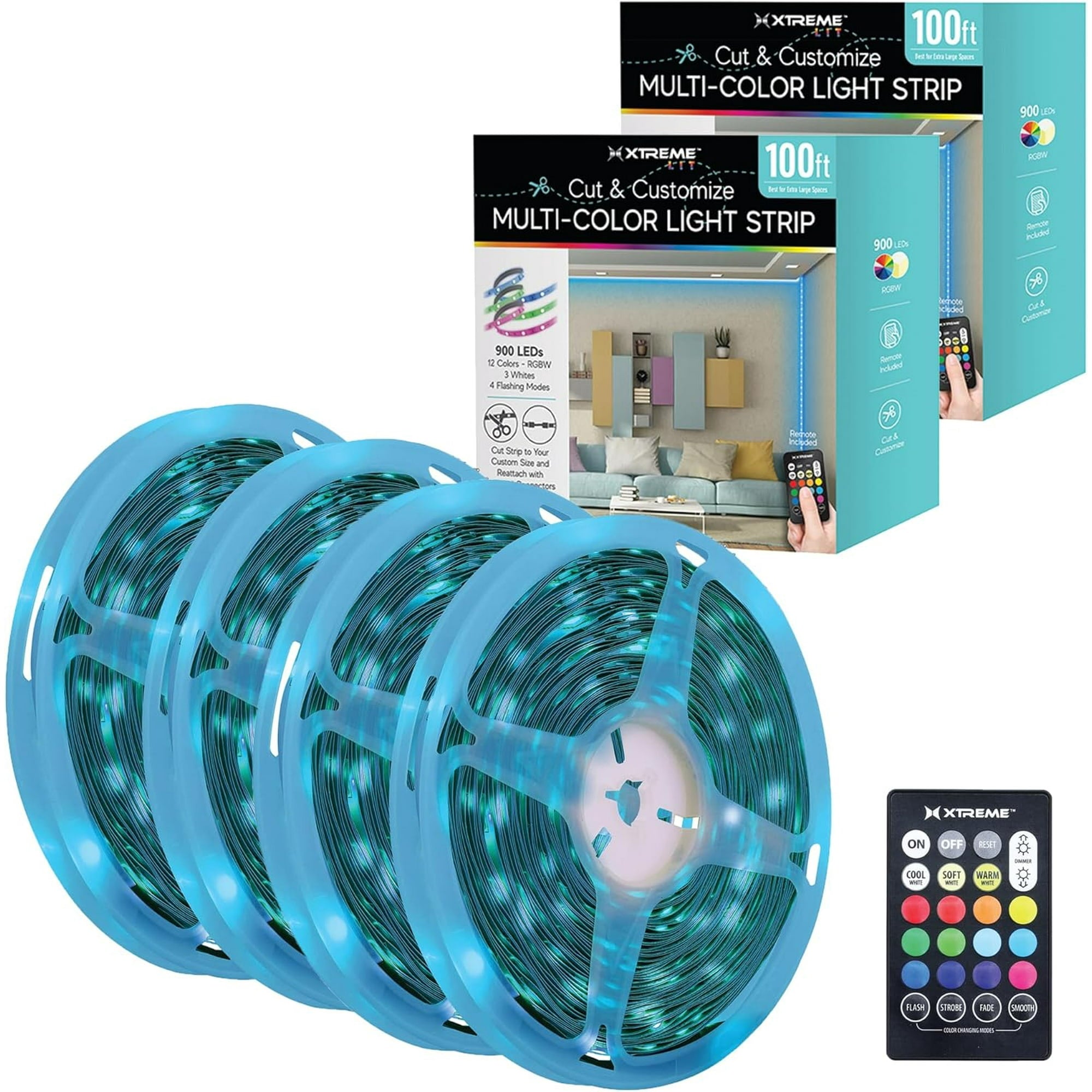 200 FT Cut & Customize Indoor LED Light Strip Kit, Includes 3 Connectors