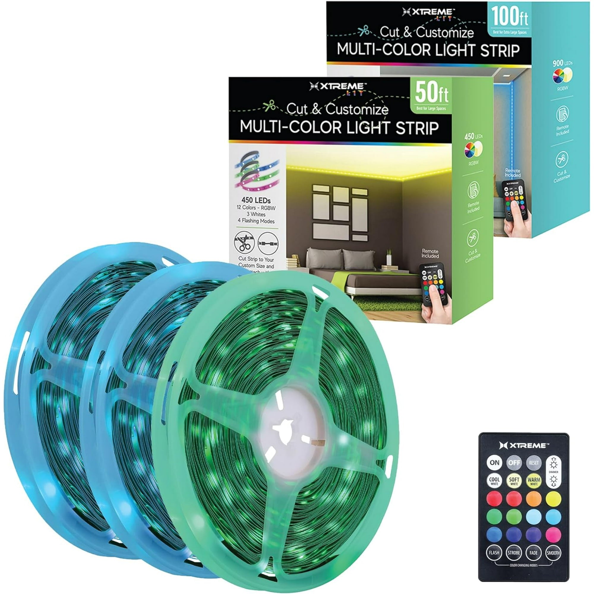 150 Ft Cut & Customize Indoor LED Light Strip Kit, Includes 3 Connectors