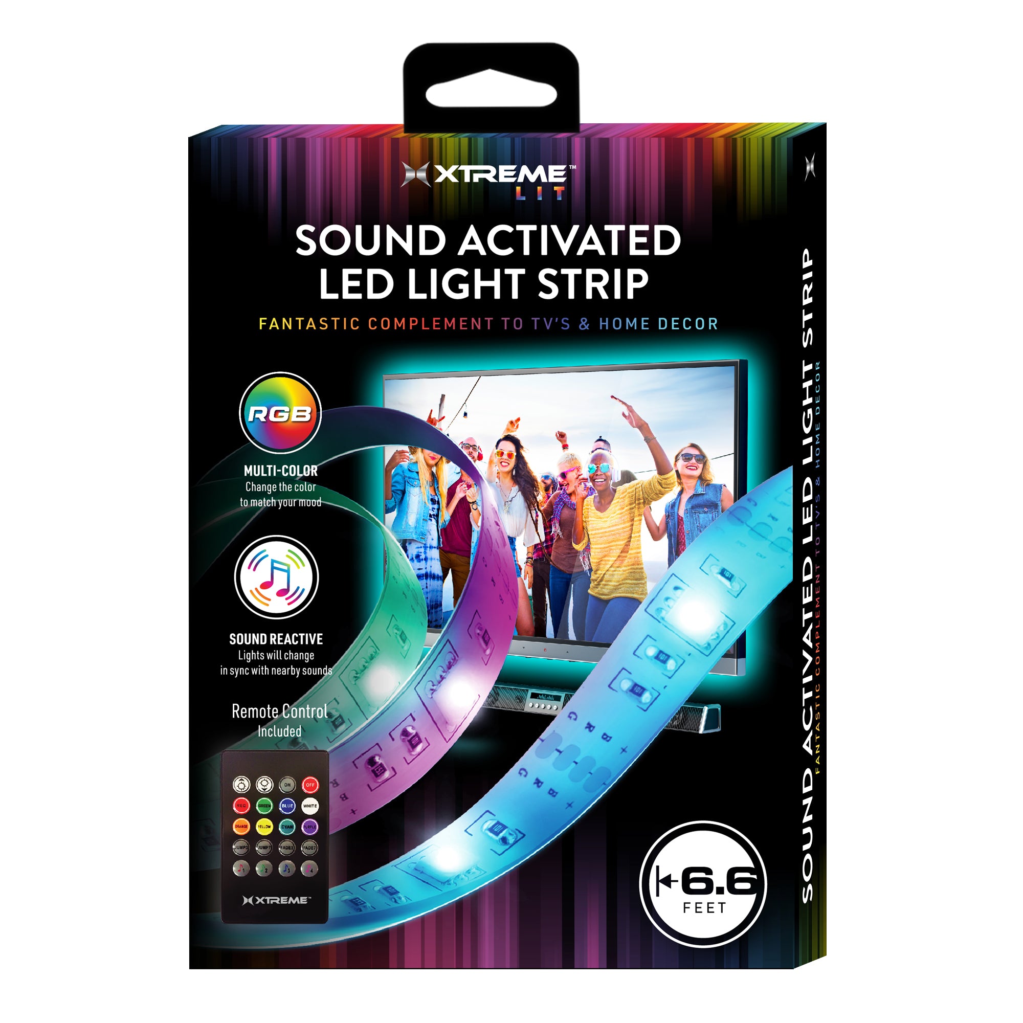 6ft Sound Reactive LED Light Strip with 8 Unique Colors, 8 Color Changing Modes