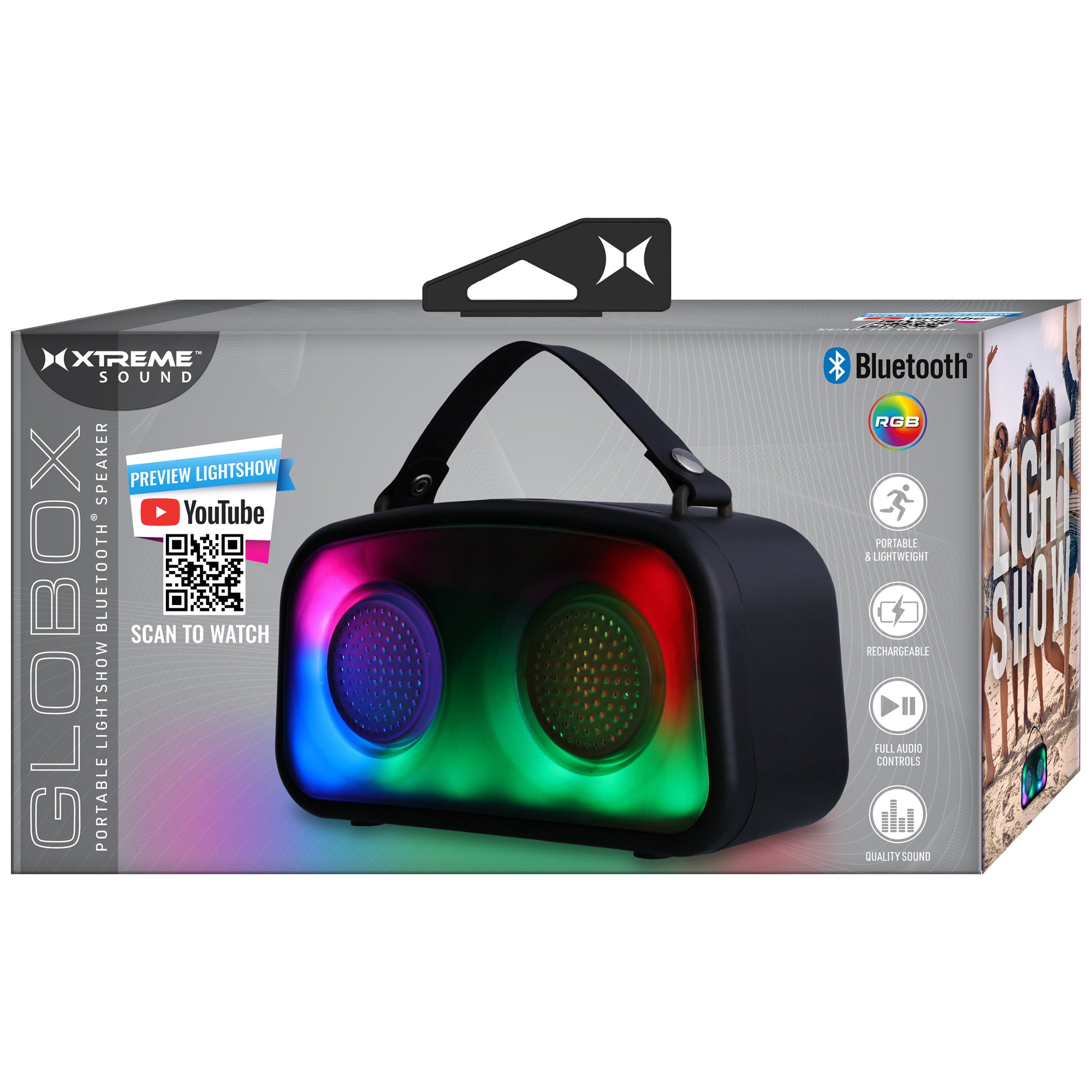 Flare Bluetooth Multicolor GloBox Speaker with Strap - Bring The Party Anywhere with Portable Sound and Vibrant Lights