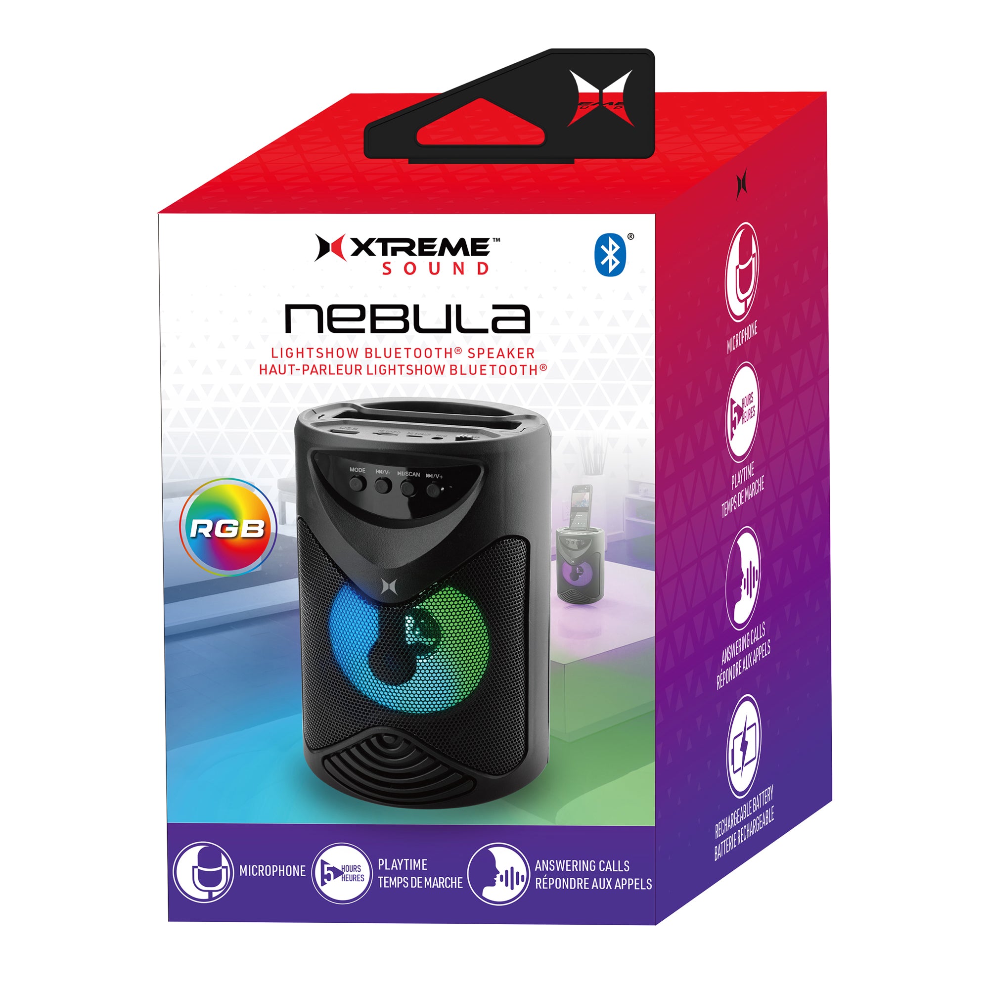 Bluetooth Nebula Portable LED Speaker, Multicolor RGB Display, Rechargeable