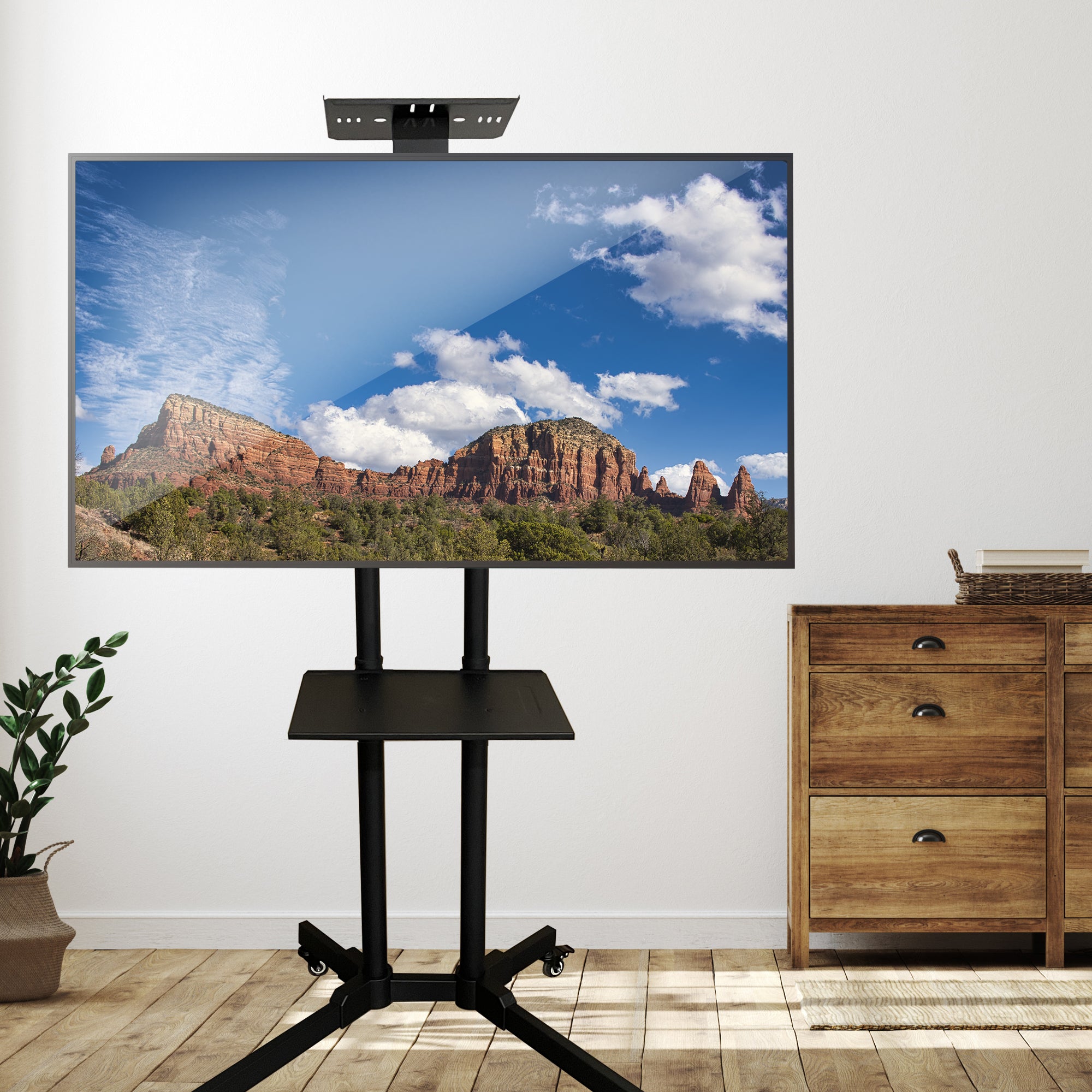 32-80 inch Rolling TV Stand, Adjustable Tilt, Television Sizes 32-80 inch, Wheels with lock