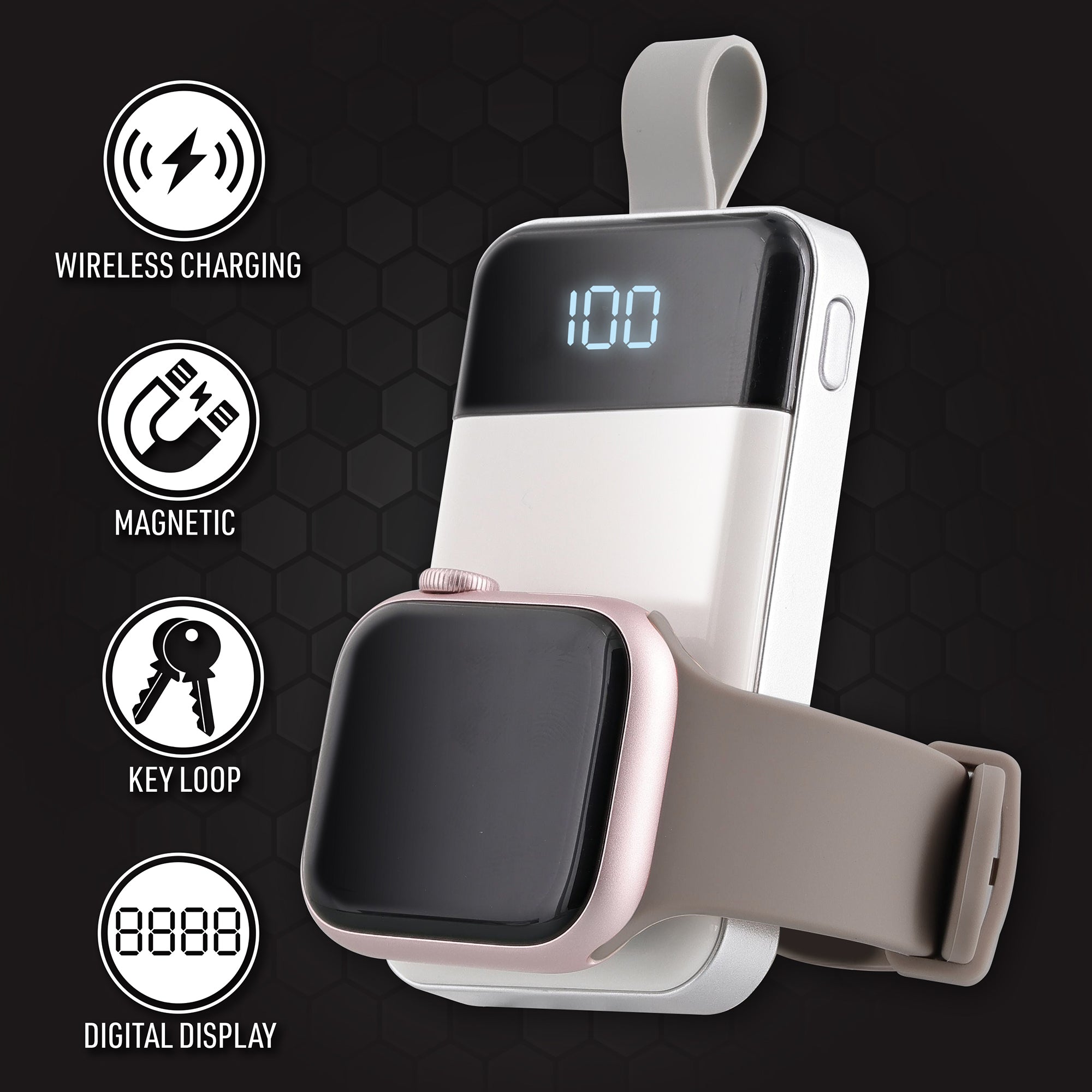 Portable Apple Watch Charger, 1200mAh Magnetic Wireless Keychain Power Bank, Fast Charging for Apple Watch
