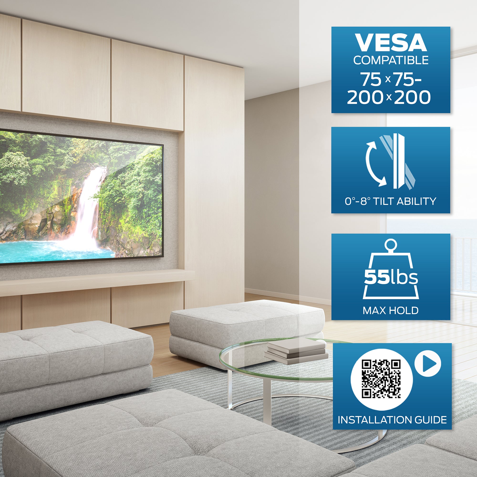 Tilting TV Wall Mount - Fits 23"-42" TVs, 55lbs Capacity, VESA Compatible 75x75-200x200