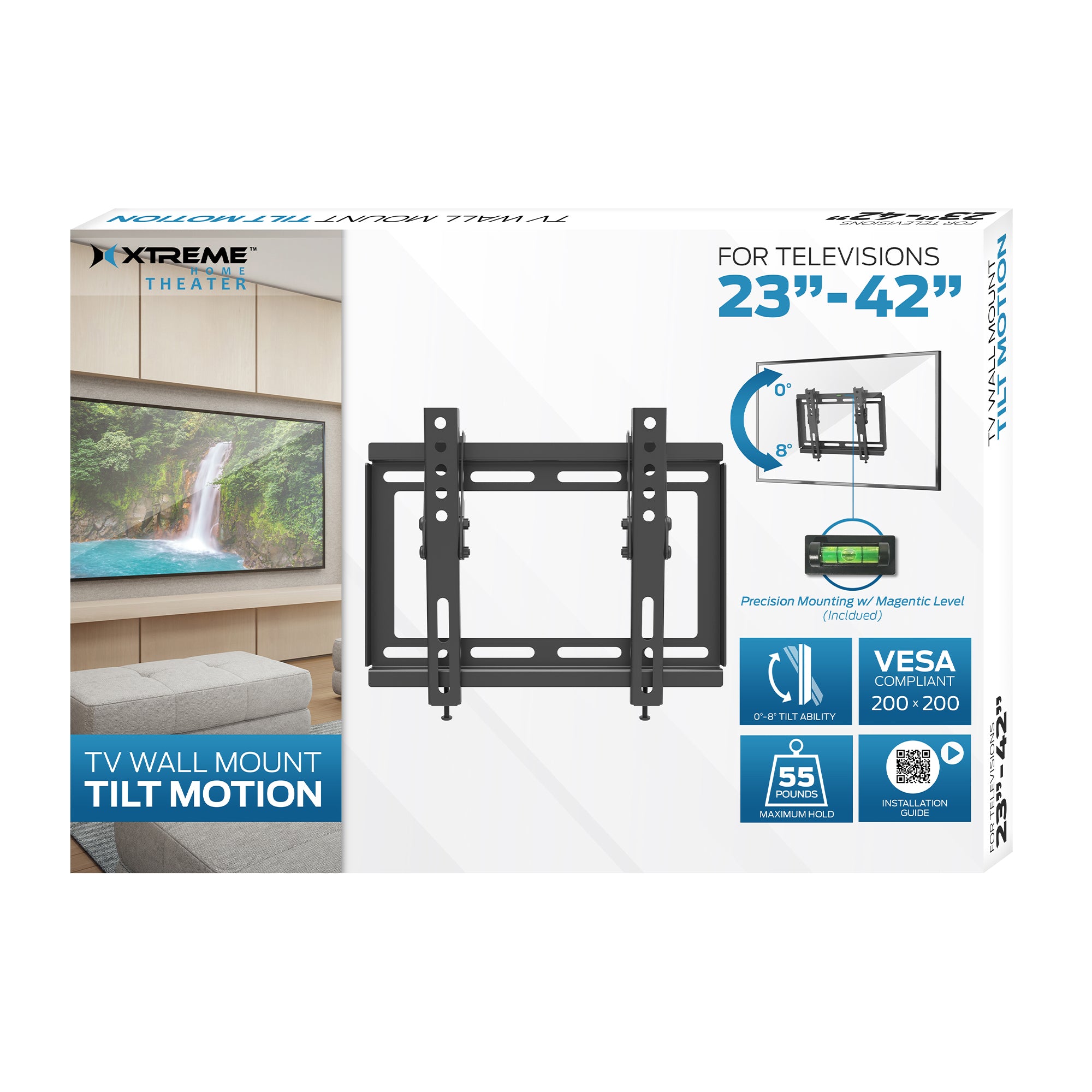 Tilting TV Wall Mount - Fits 23"-42" TVs, 55lbs Capacity, VESA Compatible 75x75-200x200