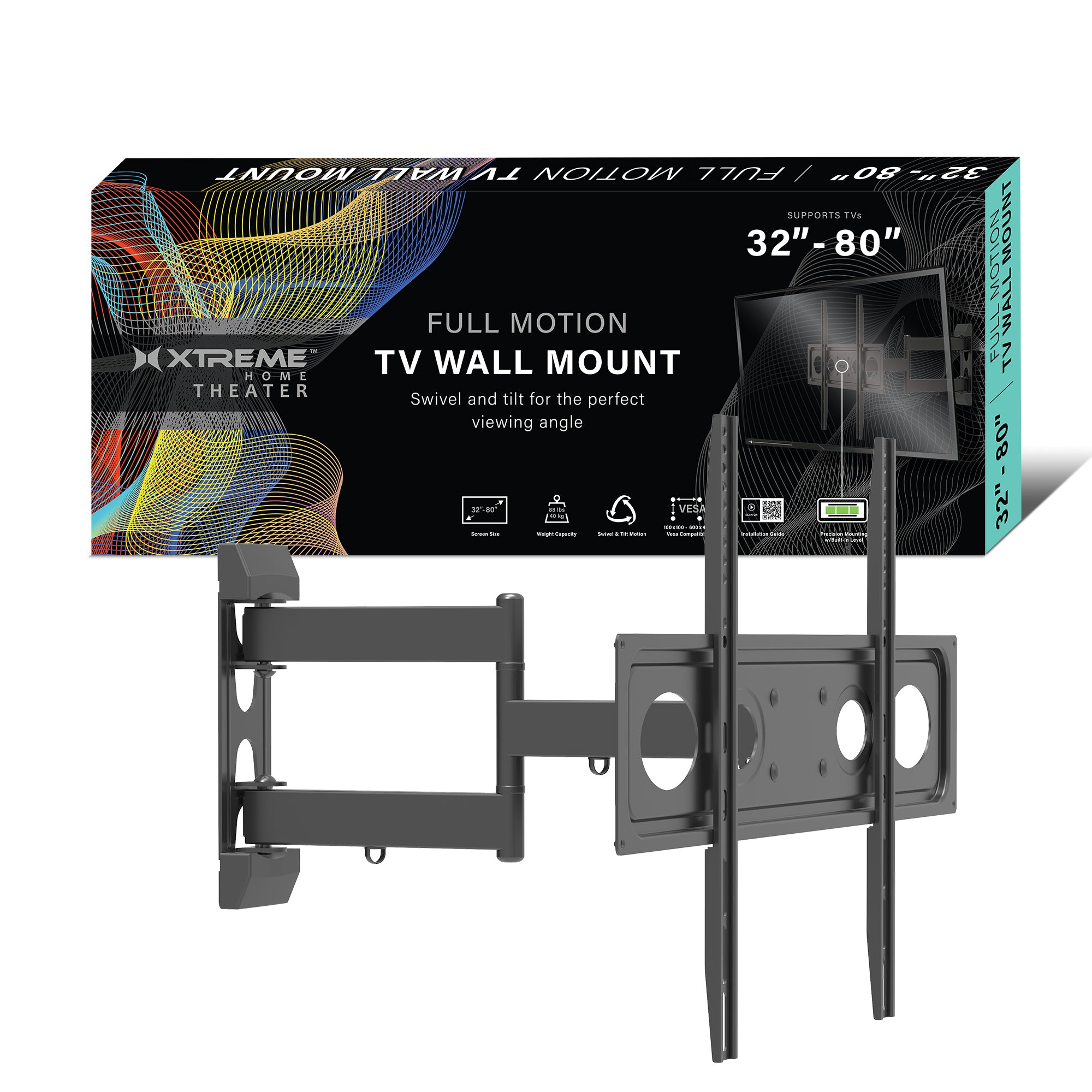Tilting TV Wall Mount - Fits 23"-42" TVs, 55lbs Capacity, VESA Compatible 75x75-200x200
