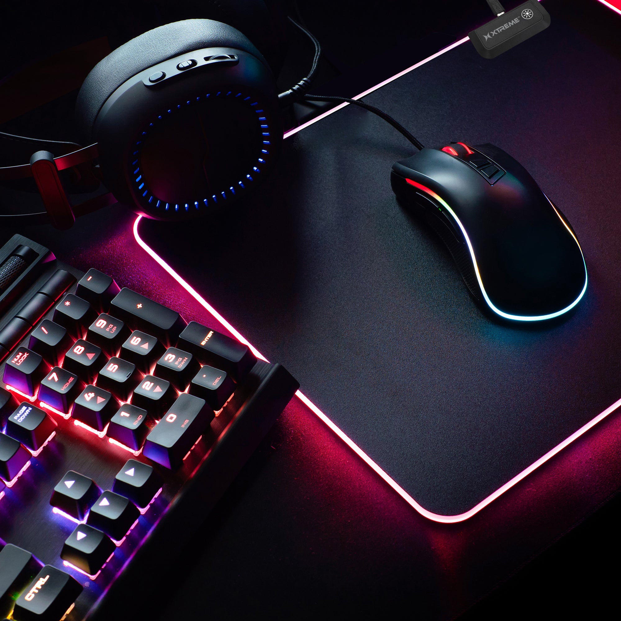Multicolor LED RGB Gaming Mouse Pad, 10 Selectable Color Modes, Anti-Slip Surface, Connect Power Connector to USB Port On Devices
