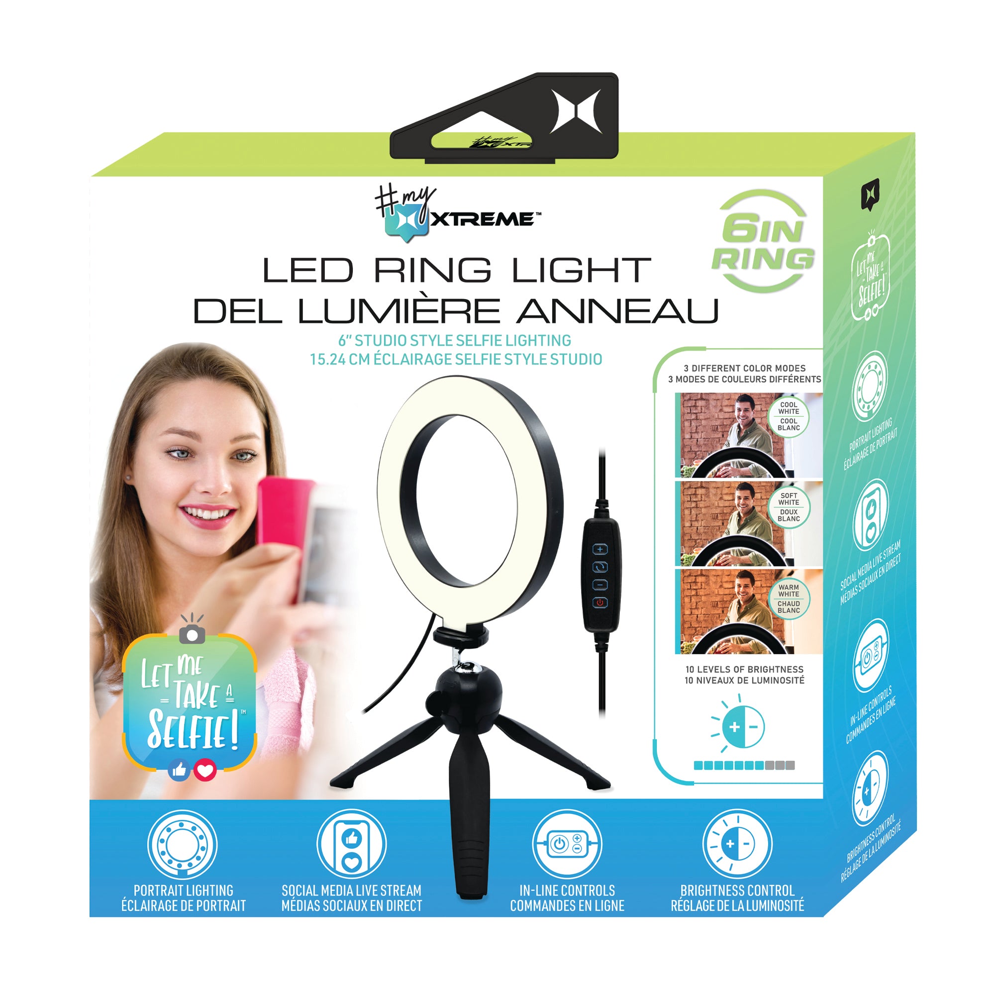 LED 6-inch Ring Light, Ball-Joint Gooseneck and Tripod, 10 Brightness Levels, Multi-White Color Modes