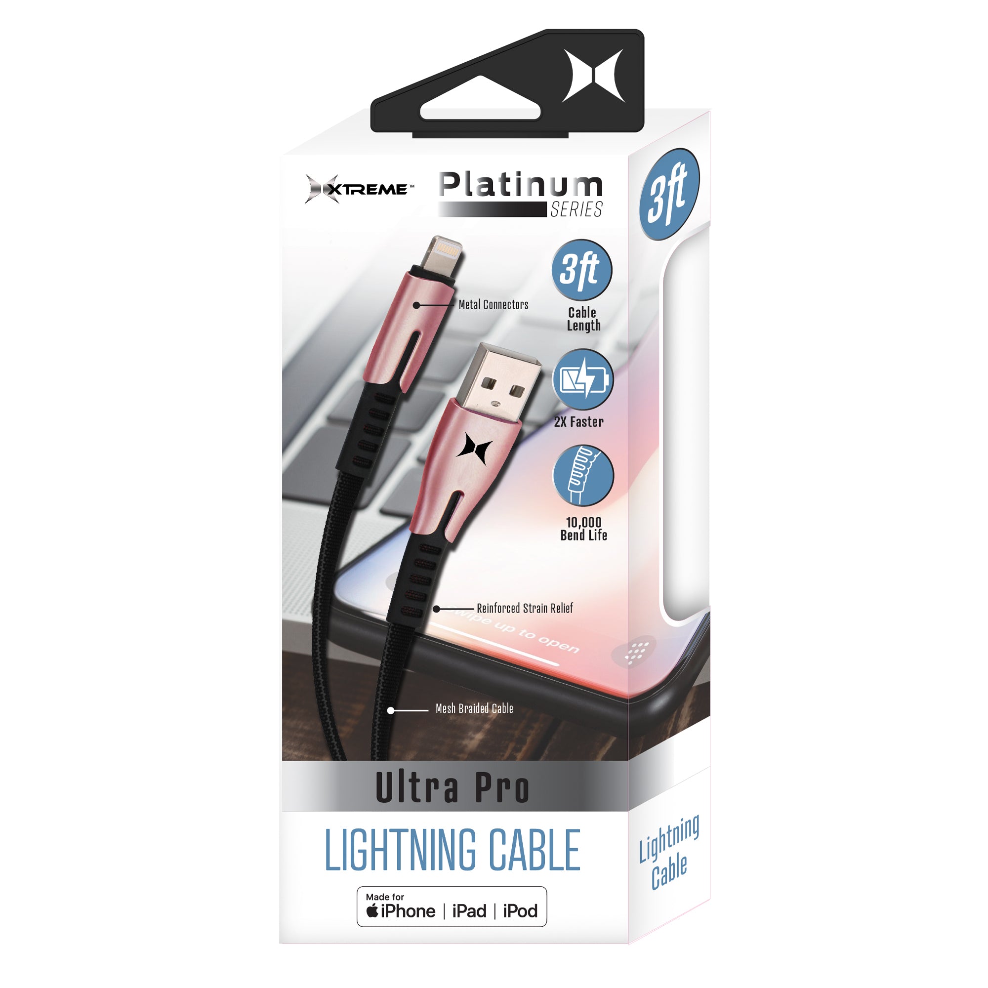 3ft Lightning MFI Cable Rose Gold