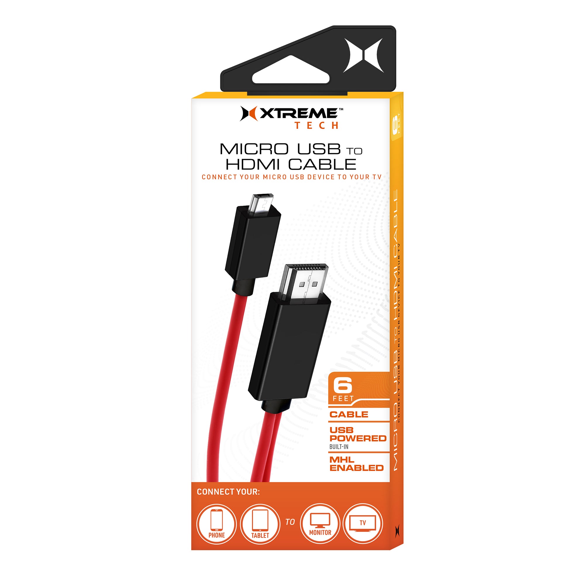 6ft Micro USB to HDMI Cable for MHL-Enabled Devices - HD Video Adapter Cord for Tablets, Smartphones & TVs