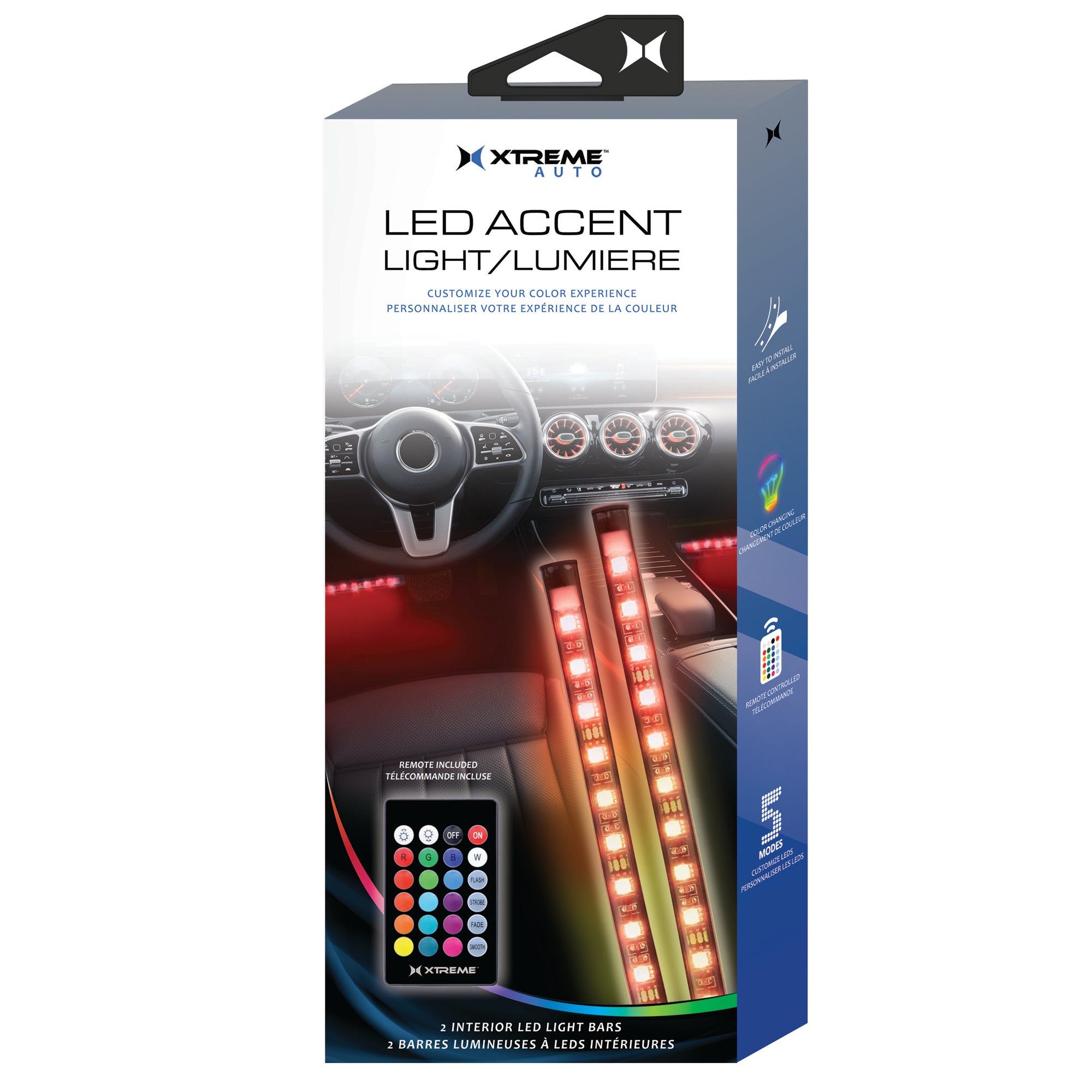 Interior Car Accent Lights, 5 Customizable Multicolor LED Modes, Remote Included