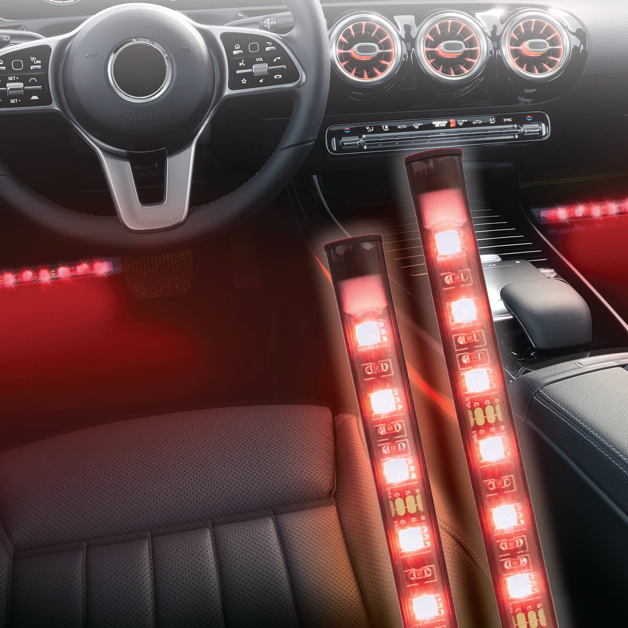 Interior Car Accent Lights, 5 Customizable Multicolor LED Modes, Remote Included