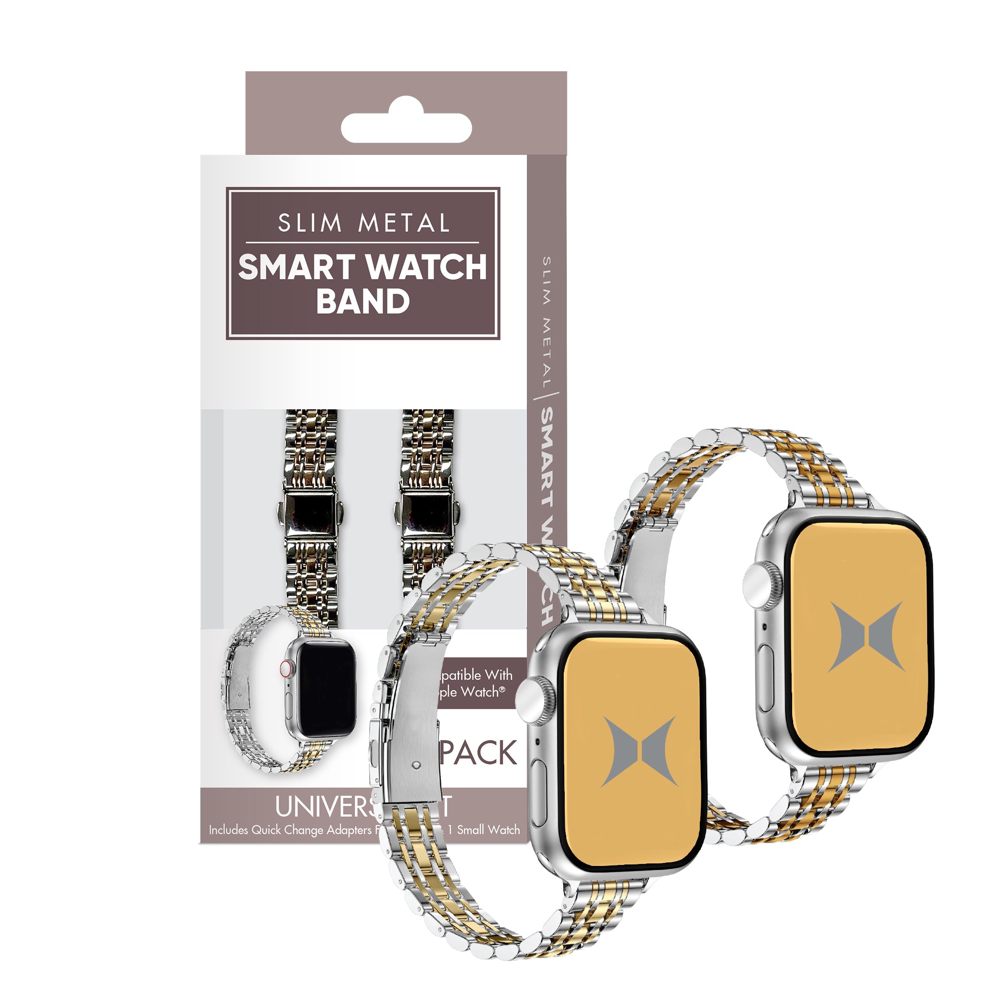 Trendy Metal Watch Band 2-Pack for Apple Watch (Large & Small)