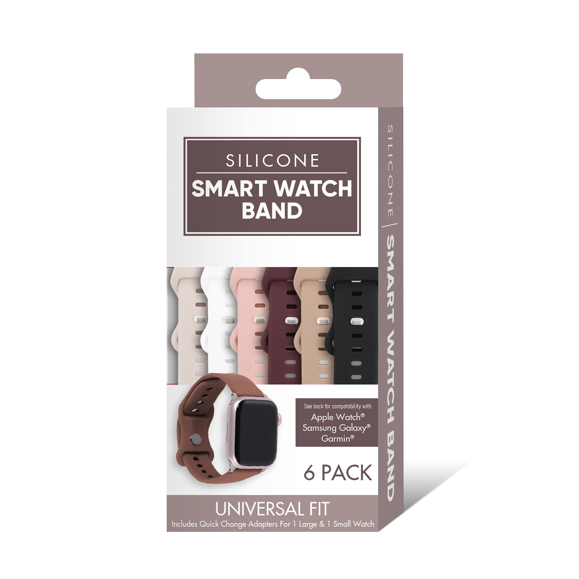 Elastic Universal Watchband 6-Pack - Soft Silicone Sports Strap for Apple Watch, Samsung Galaxy, and Garmin - Lightweight & Breathable