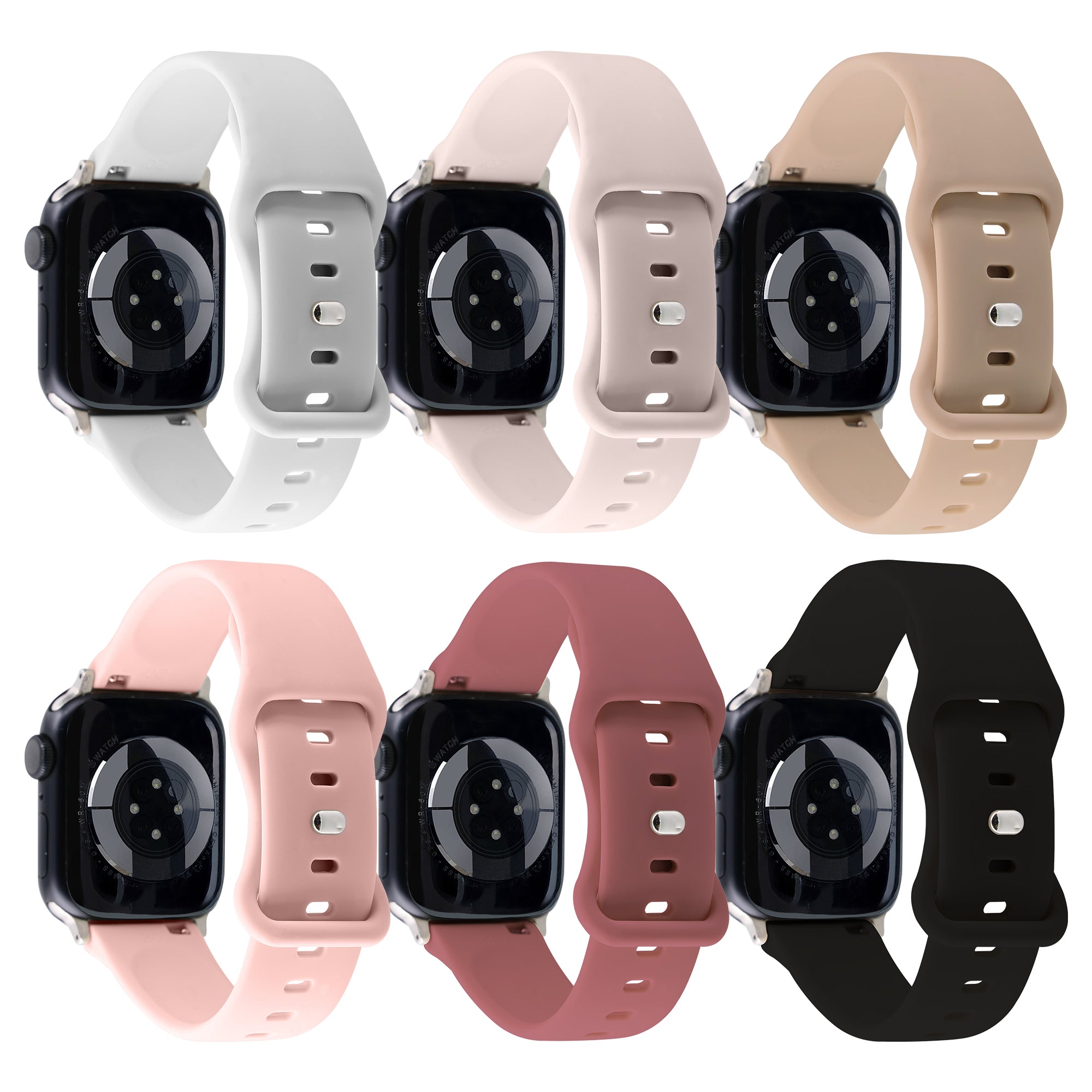 Elastic Universal Watchband 6-Pack - Soft Silicone Sports Strap for Apple Watch, Samsung Galaxy, and Garmin - Lightweight & Breathable