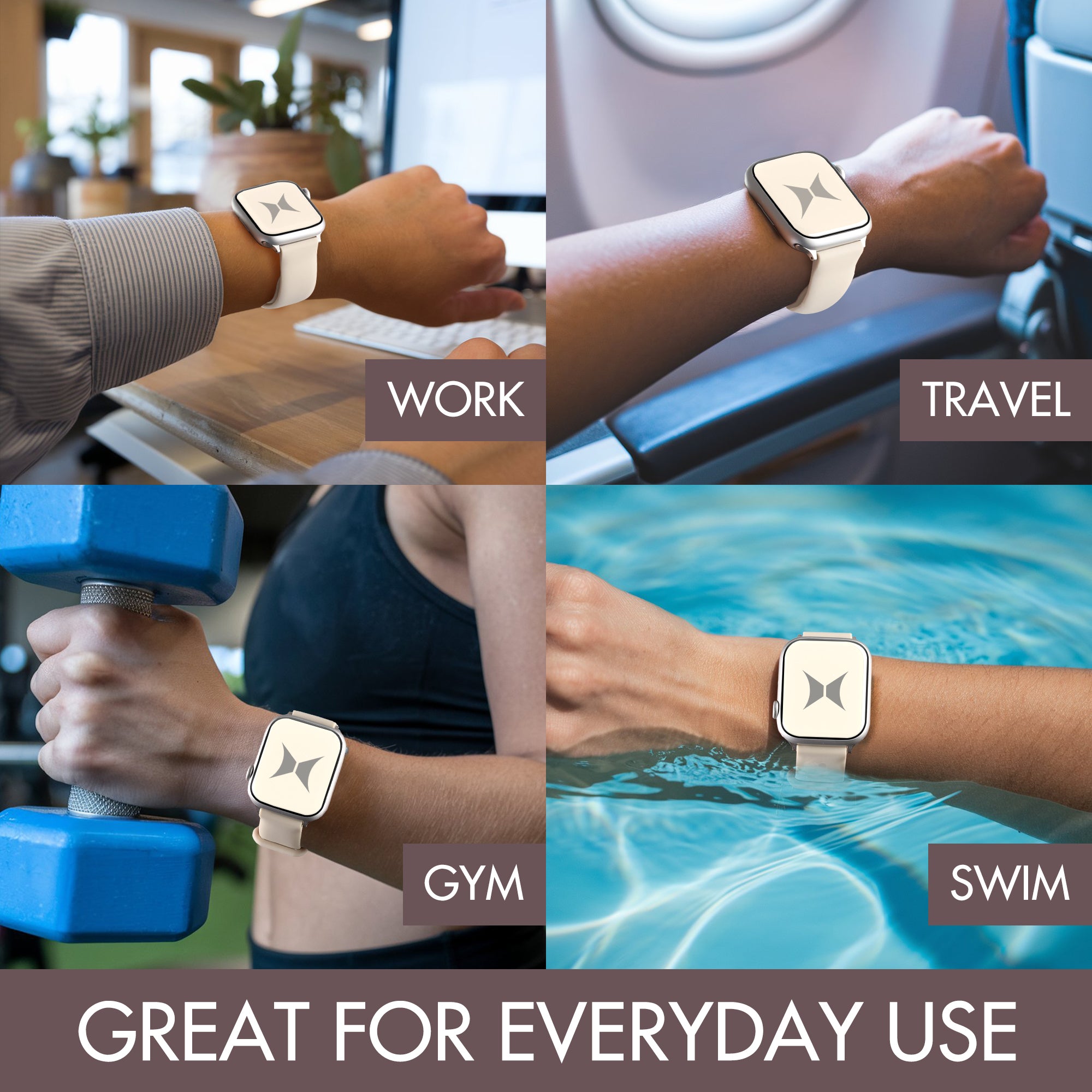 Elastic Universal Watchband 6-Pack - Soft Silicone Sports Strap for Apple Watch, Samsung Galaxy, and Garmin - Lightweight & Breathable