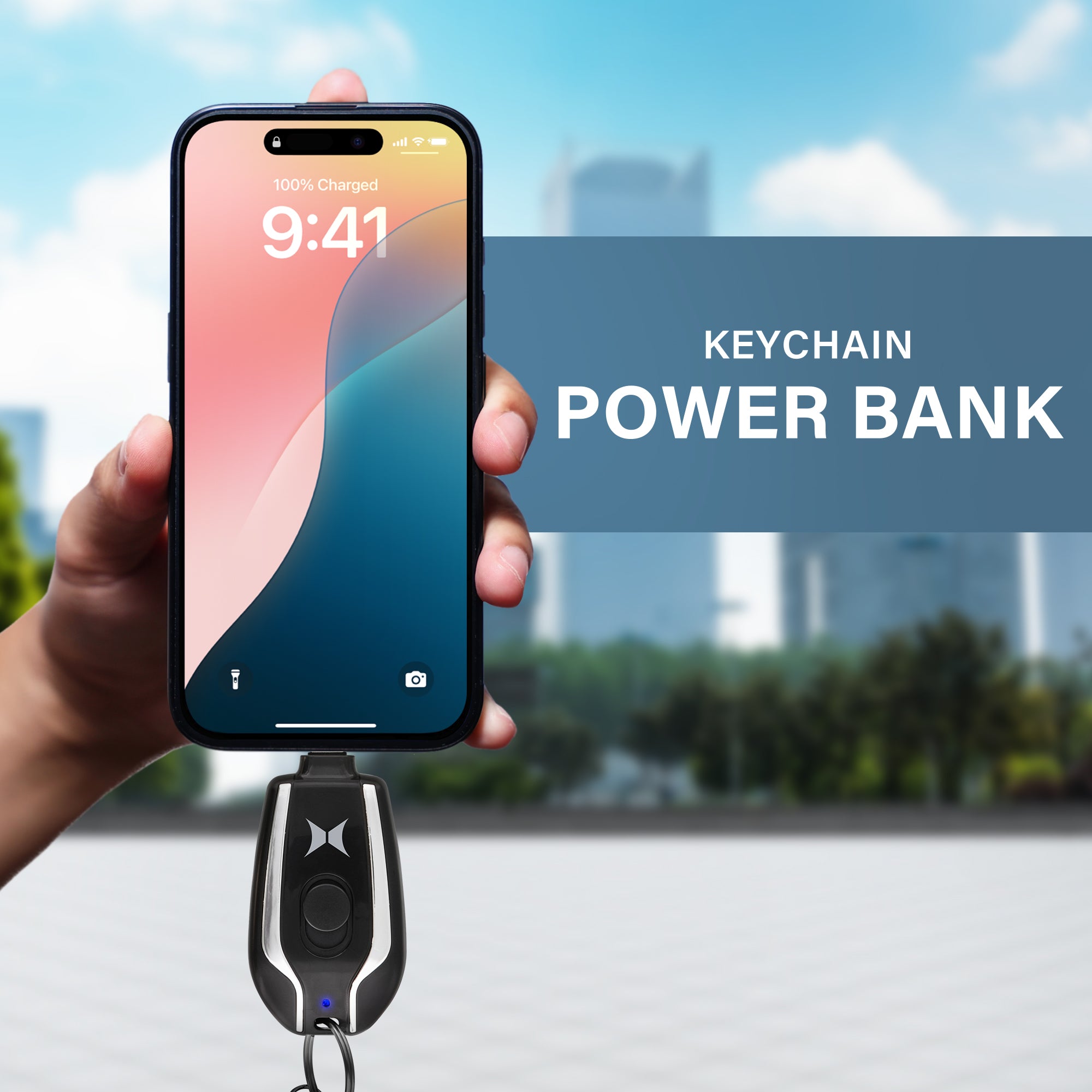 5W USB-C Keychain Power Bank - 1200 mAh Portable Charger with Retractable Switch for Phones, Earbuds & USB-C Devices
