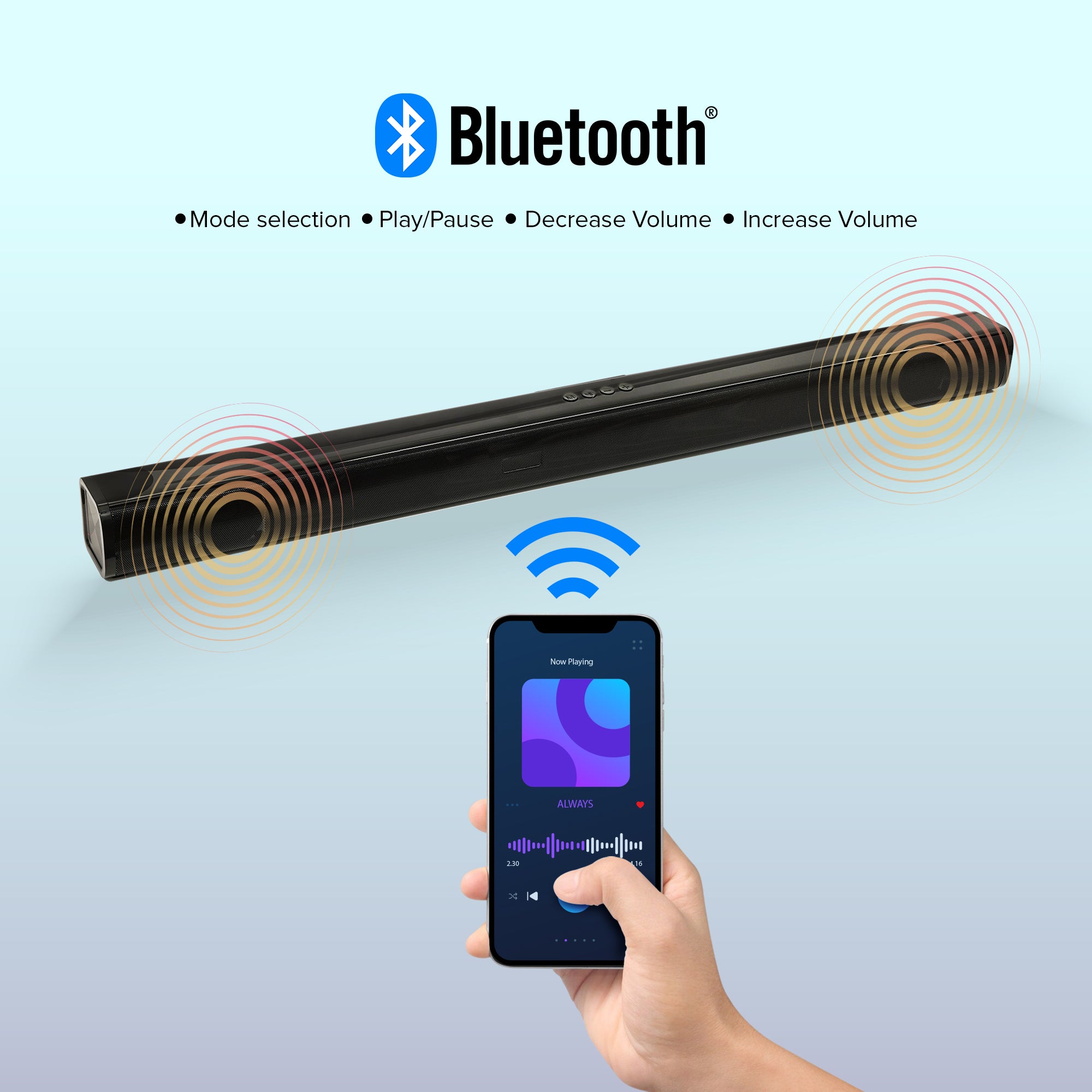 32" Bluetooth Home Theater Soundbar with Built-in Controls, Wall-Mountable Design, IR Remote Control