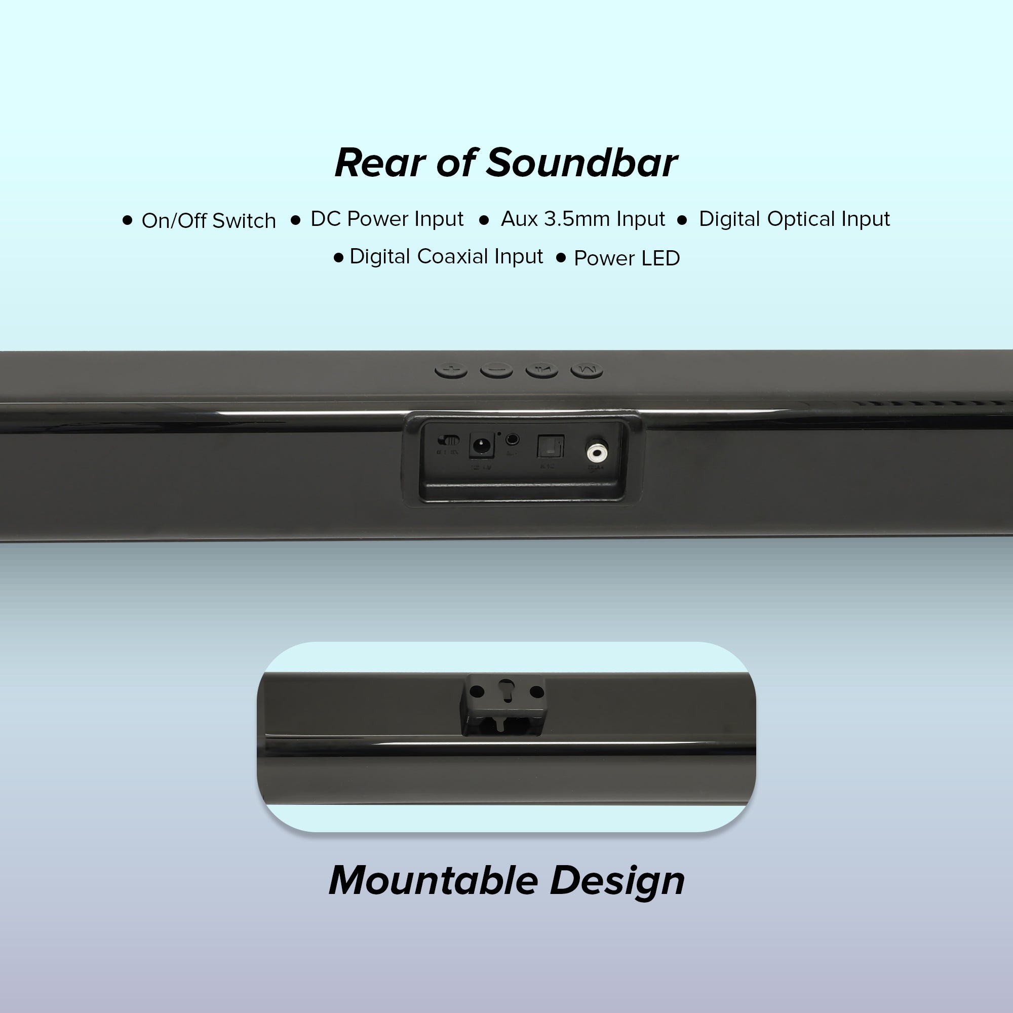 32" Bluetooth Home Theater Soundbar with Built-in Controls, Wall-Mountable Design, IR Remote Control