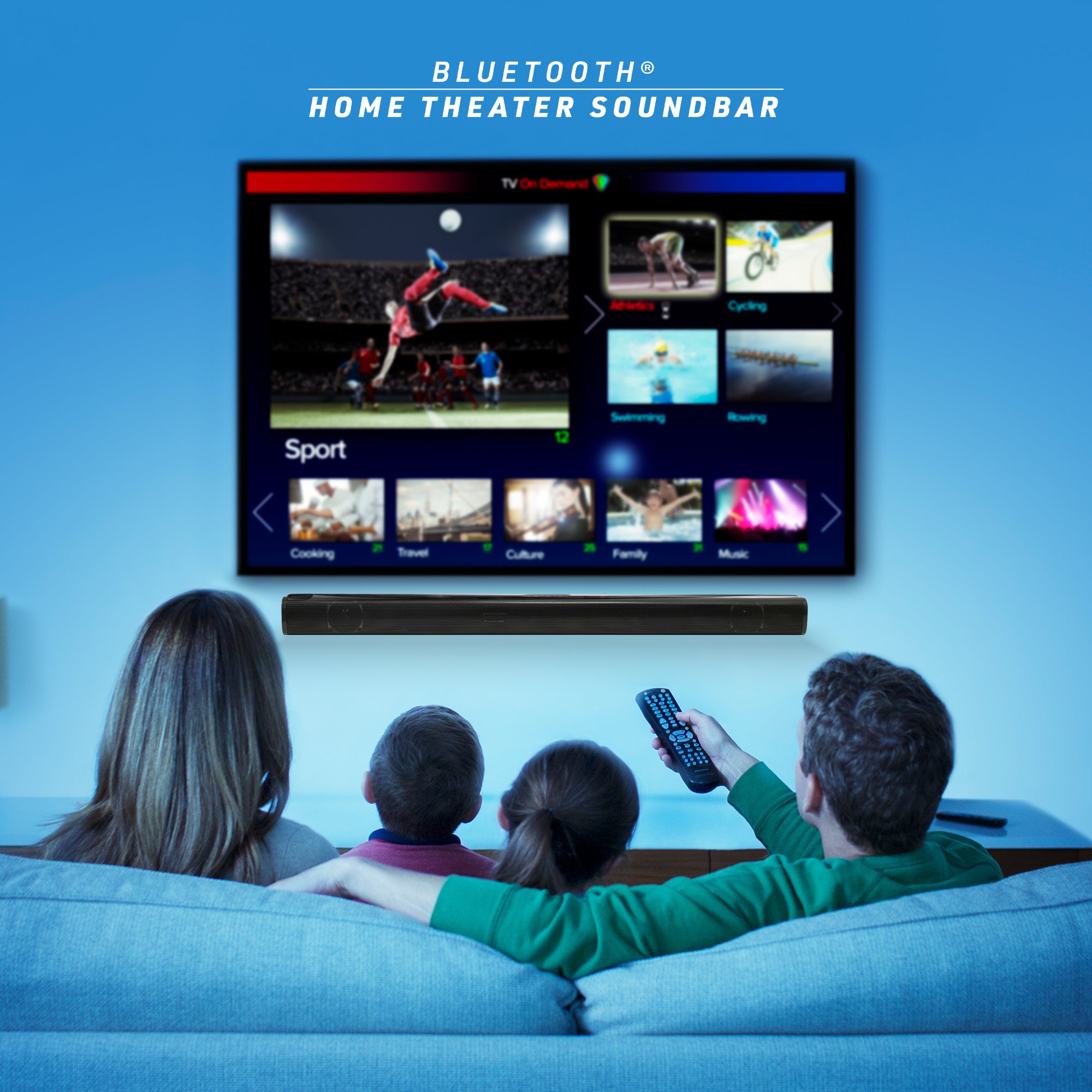 32" Bluetooth Home Theater Soundbar with Built-in Controls, Wall-Mountable Design, IR Remote Control