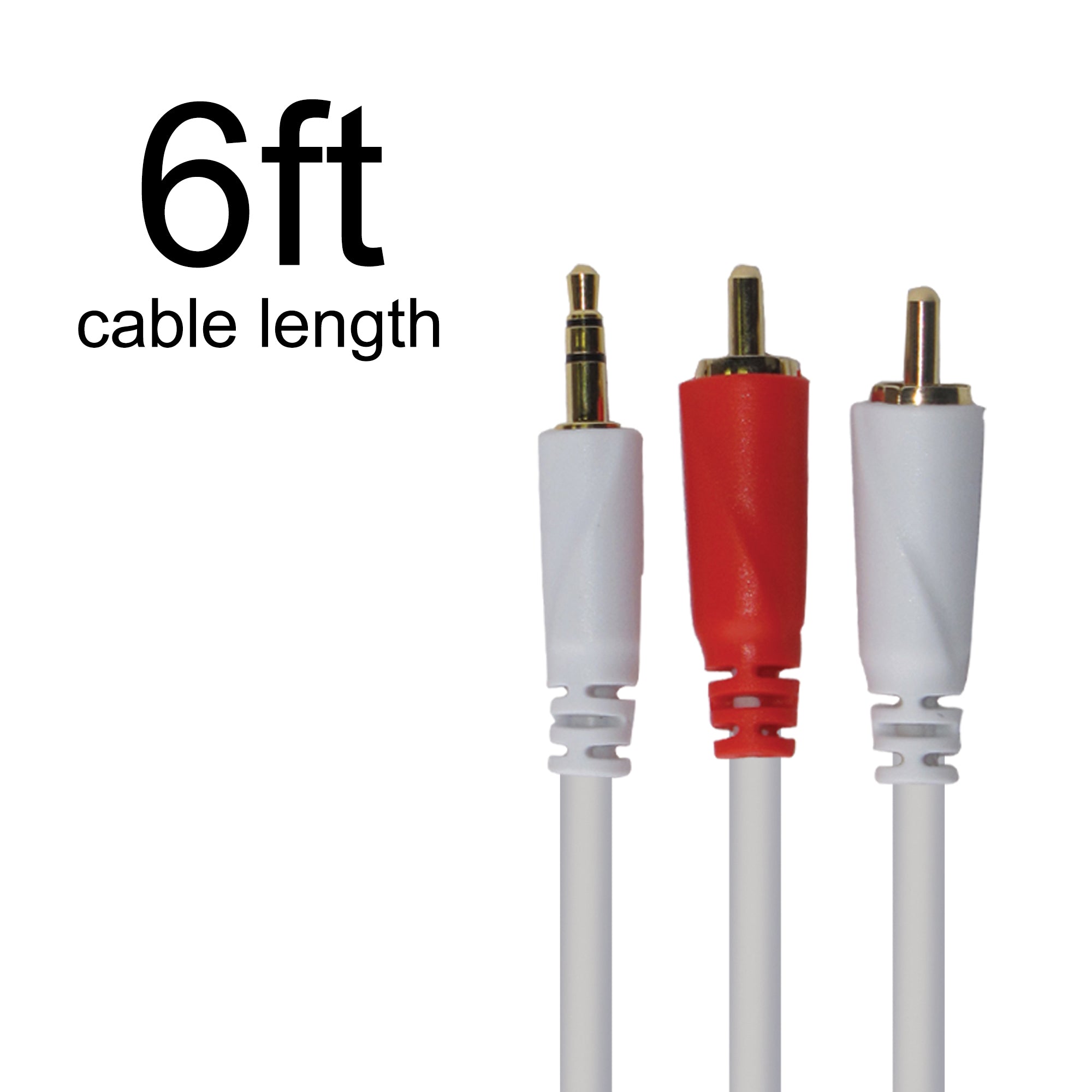 6ft 3.5mm to RCA Audio Cable - Gold-Plated Connectors for Home Stereo Systems