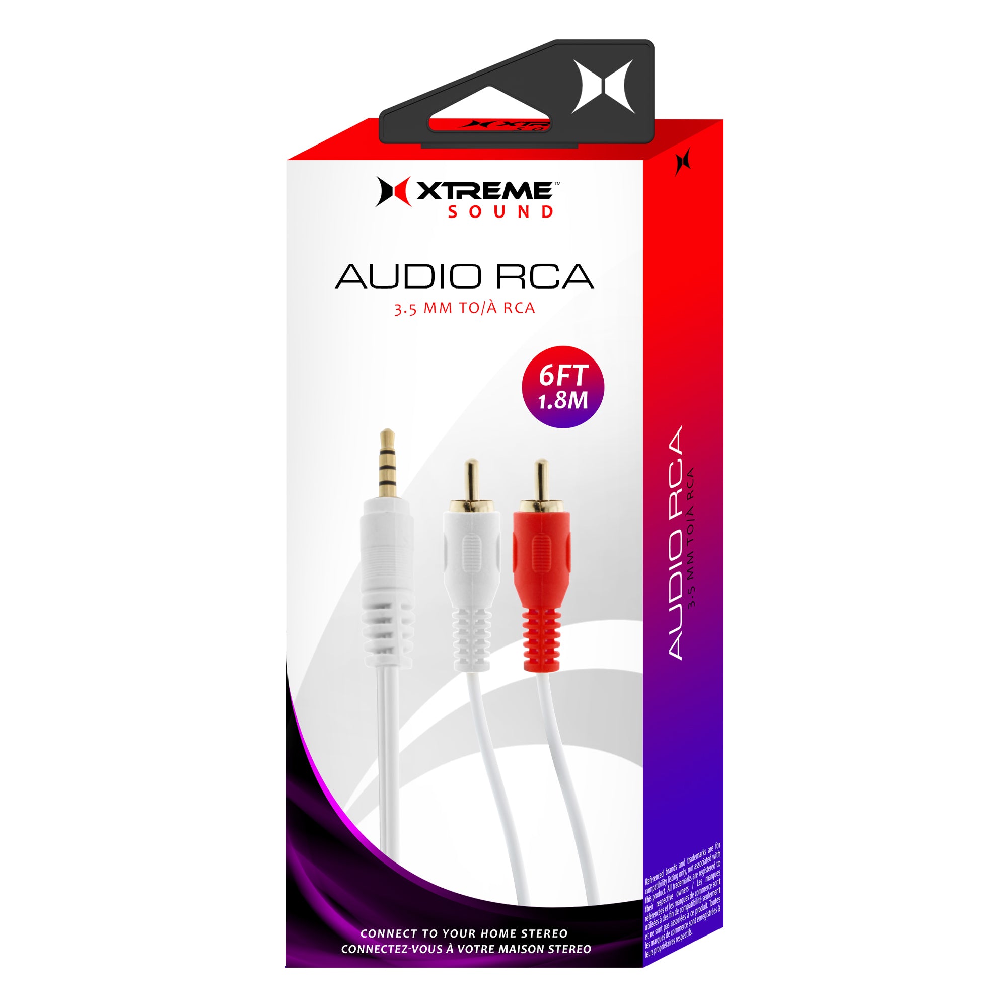 6ft 3.5mm to RCA Audio Cable - Gold-Plated Connectors for Home Stereo Systems