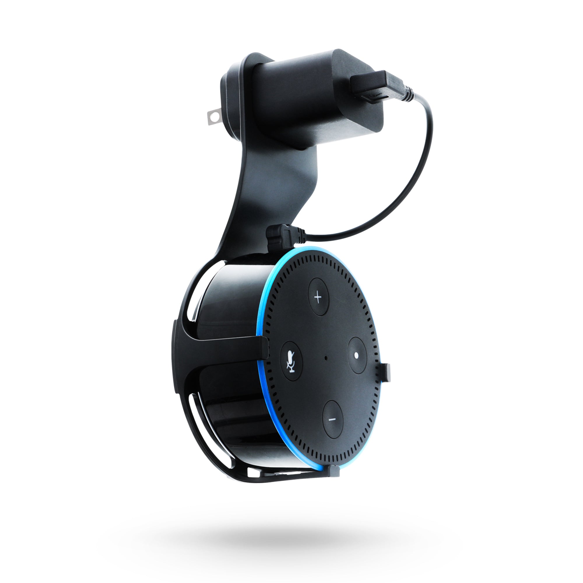 Wall Mount Outlet Holder for Echo Dot 2nd Gen - Space-Saving Stand with 6" Micro USB Cable for a Clean Look