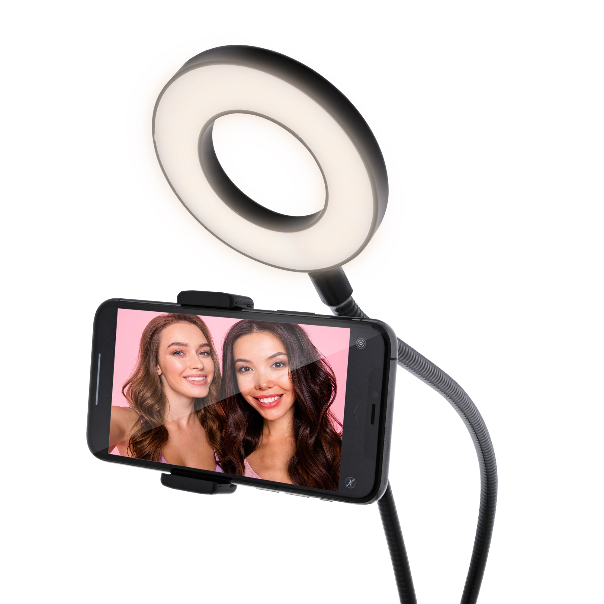 3-Inch LED Ring Light for Streaming & Vlogging with Flexible Gooseneck, Sturdy Clamp Clip, and Dimmable Warm/Cool Light Modes