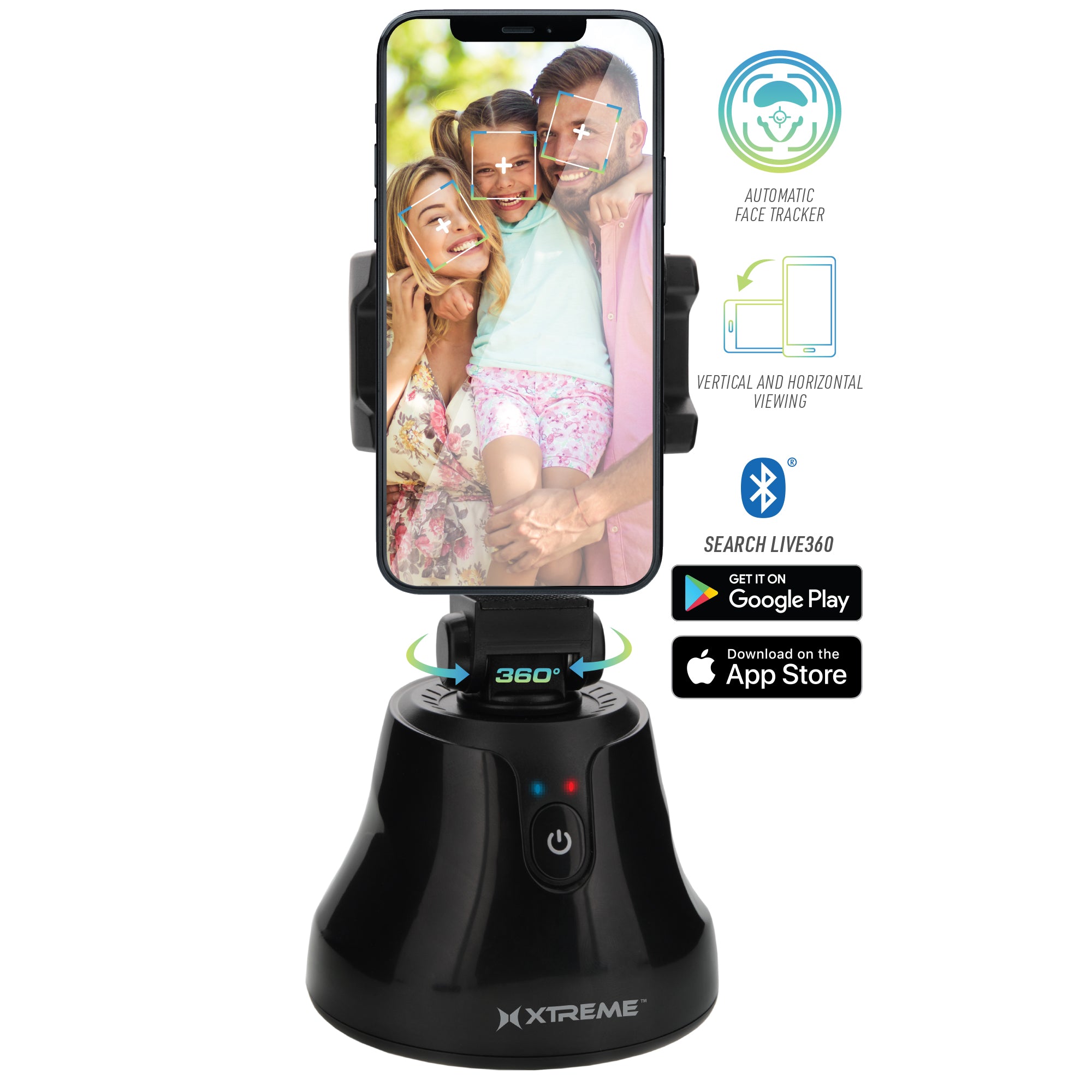 Face Tracker Smartphone Mount, AA Battery-Powered Device, Selfie Sticks, Selfie Stick Accessory, Tripod Accessory