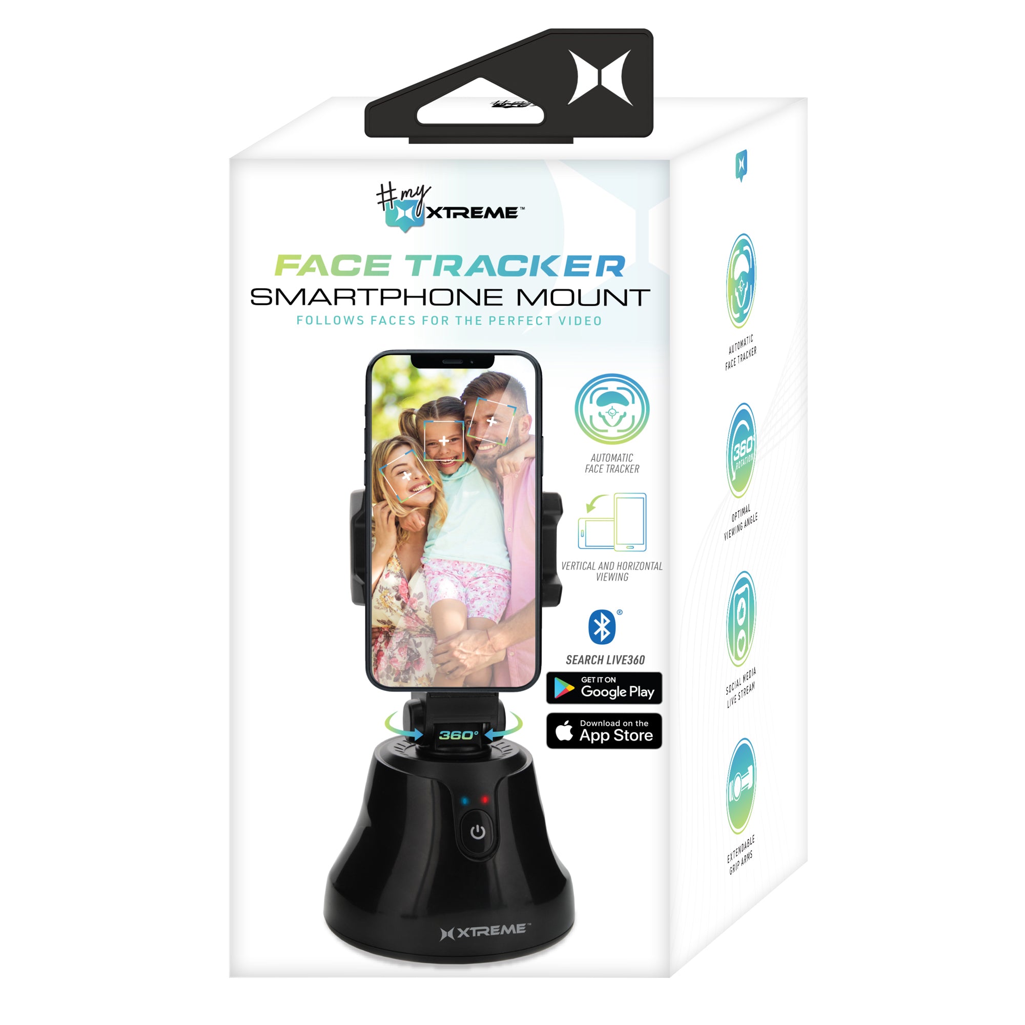 Face Tracker Smartphone Mount, AA Battery-Powered Device, Selfie Sticks, Selfie Stick Accessory, Tripod Accessory