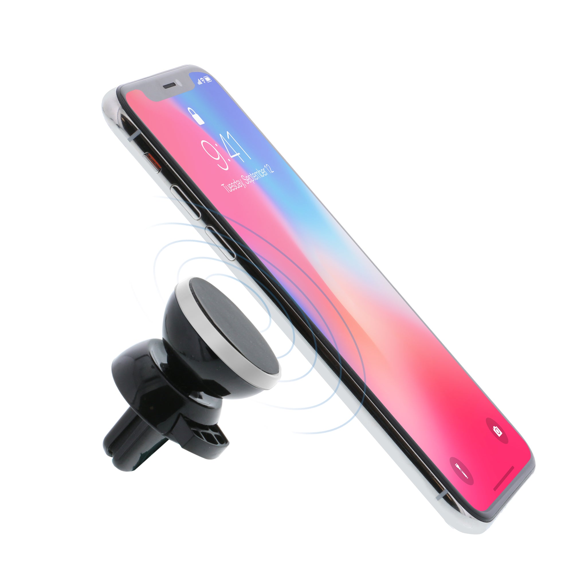 Universal Magnetic Smartphone Car Air Vent Mount for All Smartphones, Mobile, Silver