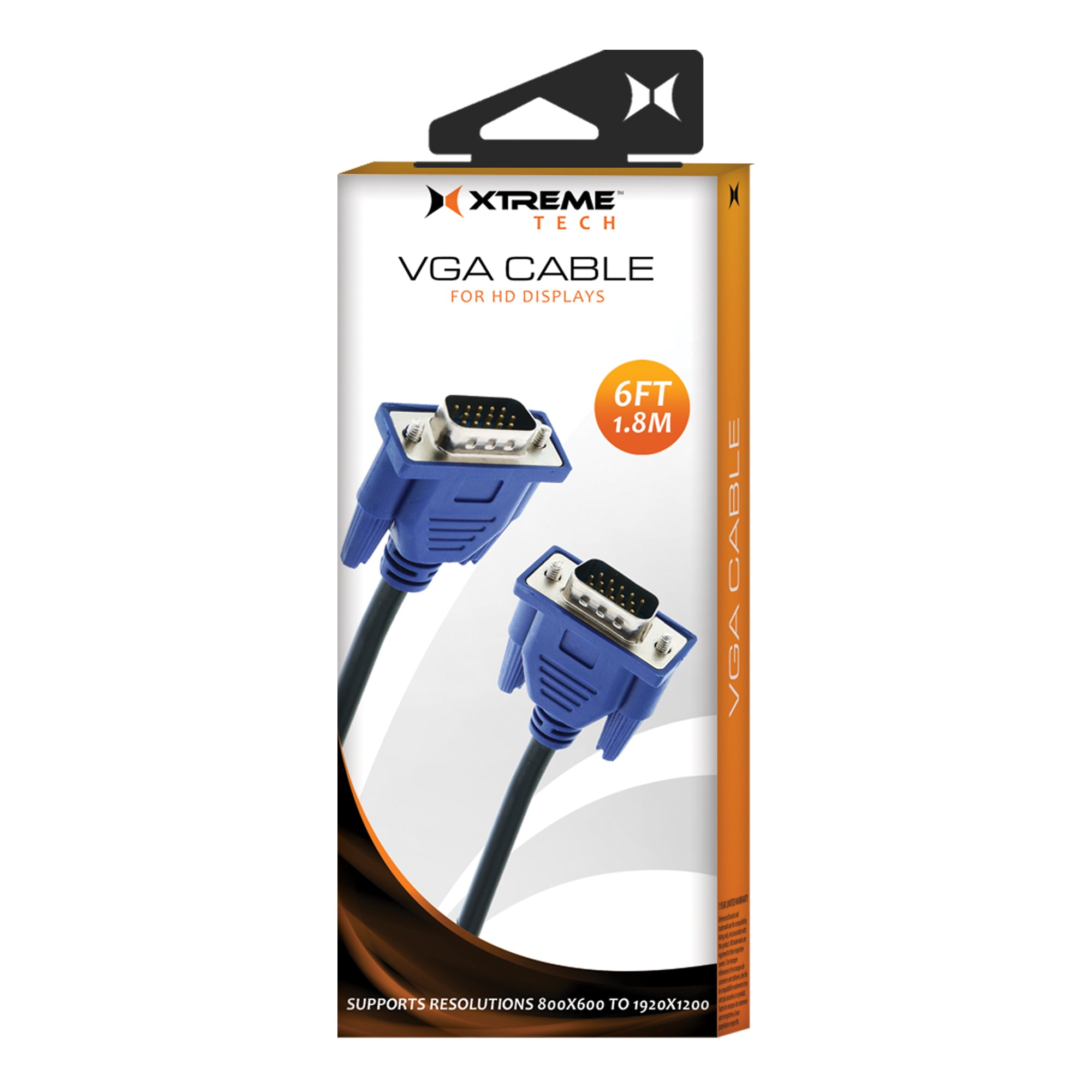 6ft VGA To VGA Cable, Works With Compatible Devices Featuring 15-Pin Ports