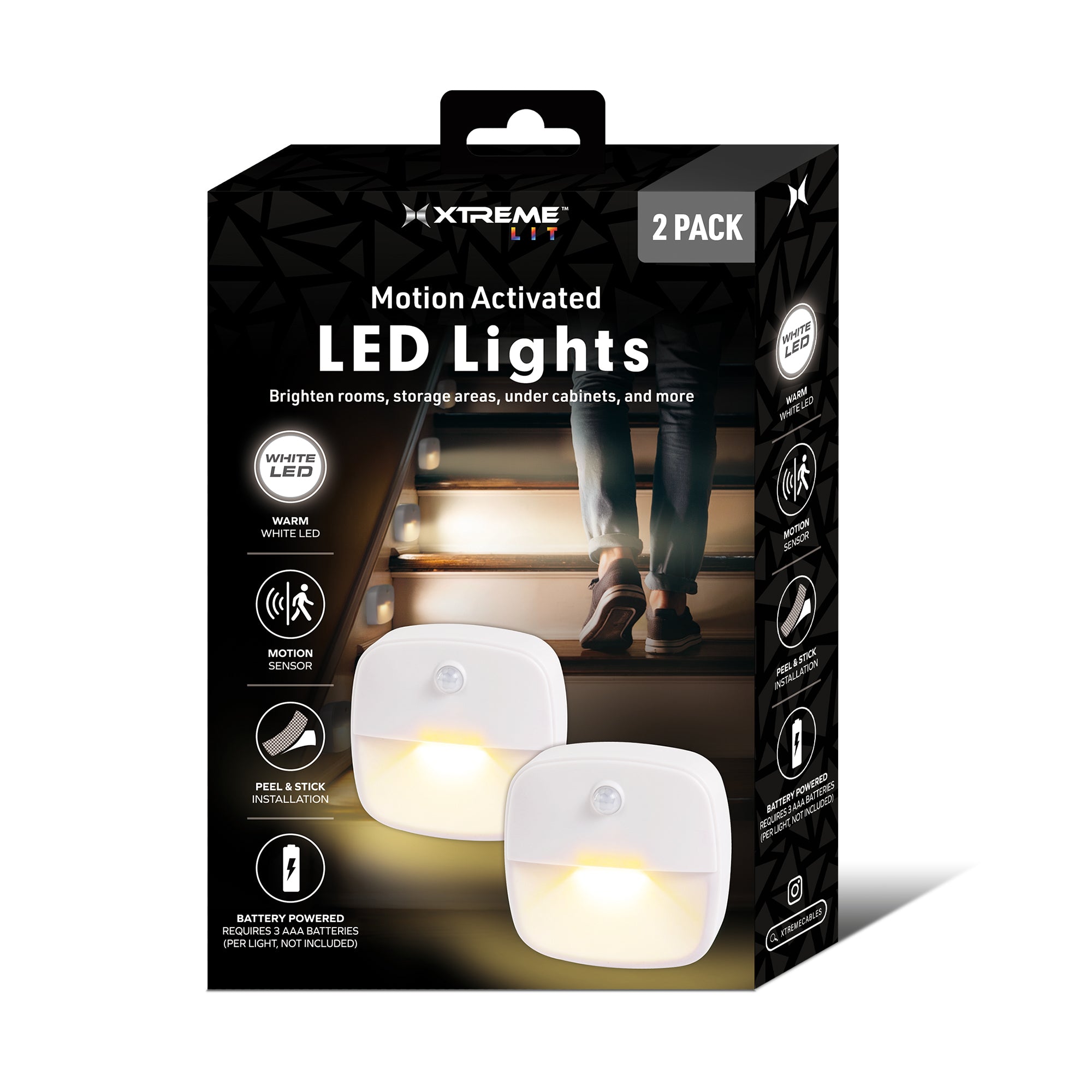 Wireless Motion-Activated LED Light 2-Pack – Under-Cabinet & Closet Stick-On Lighting with Auto-Shutoff, 10 Ultra-Bright LEDs, and Magnetic Mounting