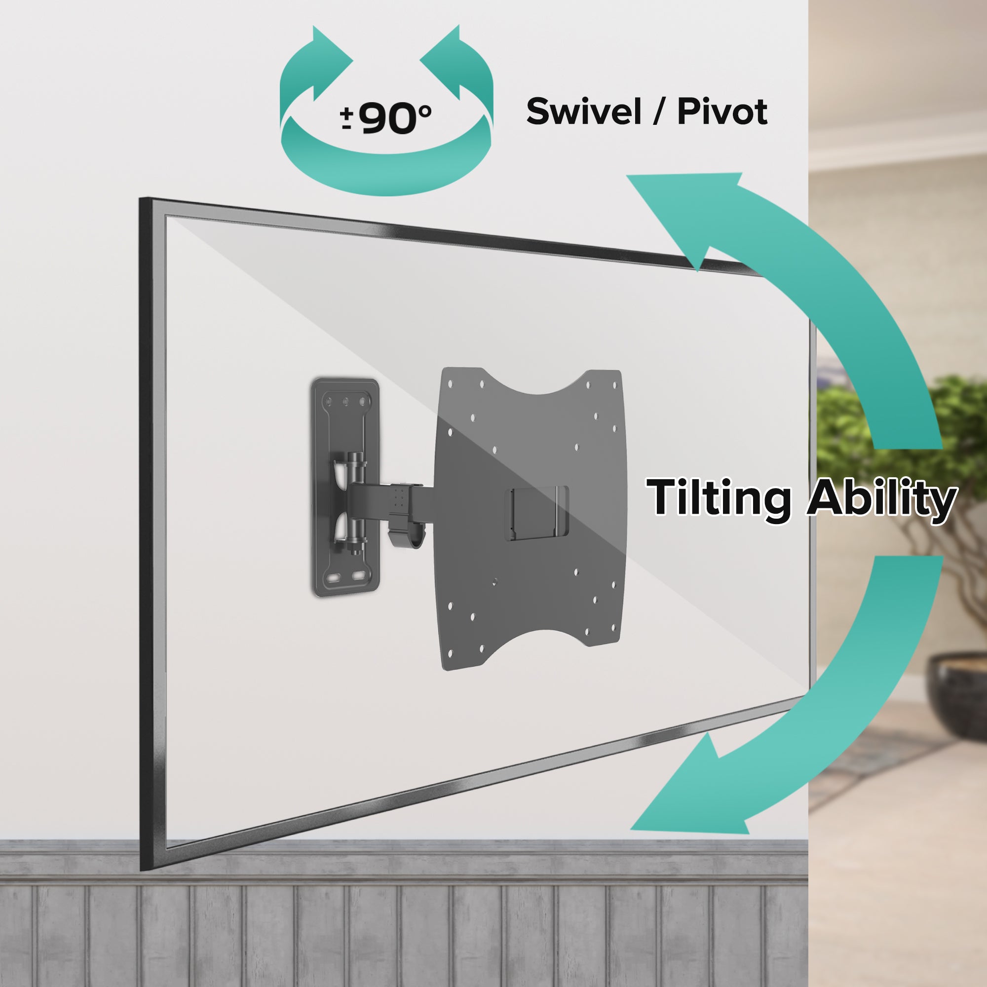 Full Motion TV Wall Mount Bracket for 13-42 Inch TVs, Supports up to 55 lbs, Easy to Install