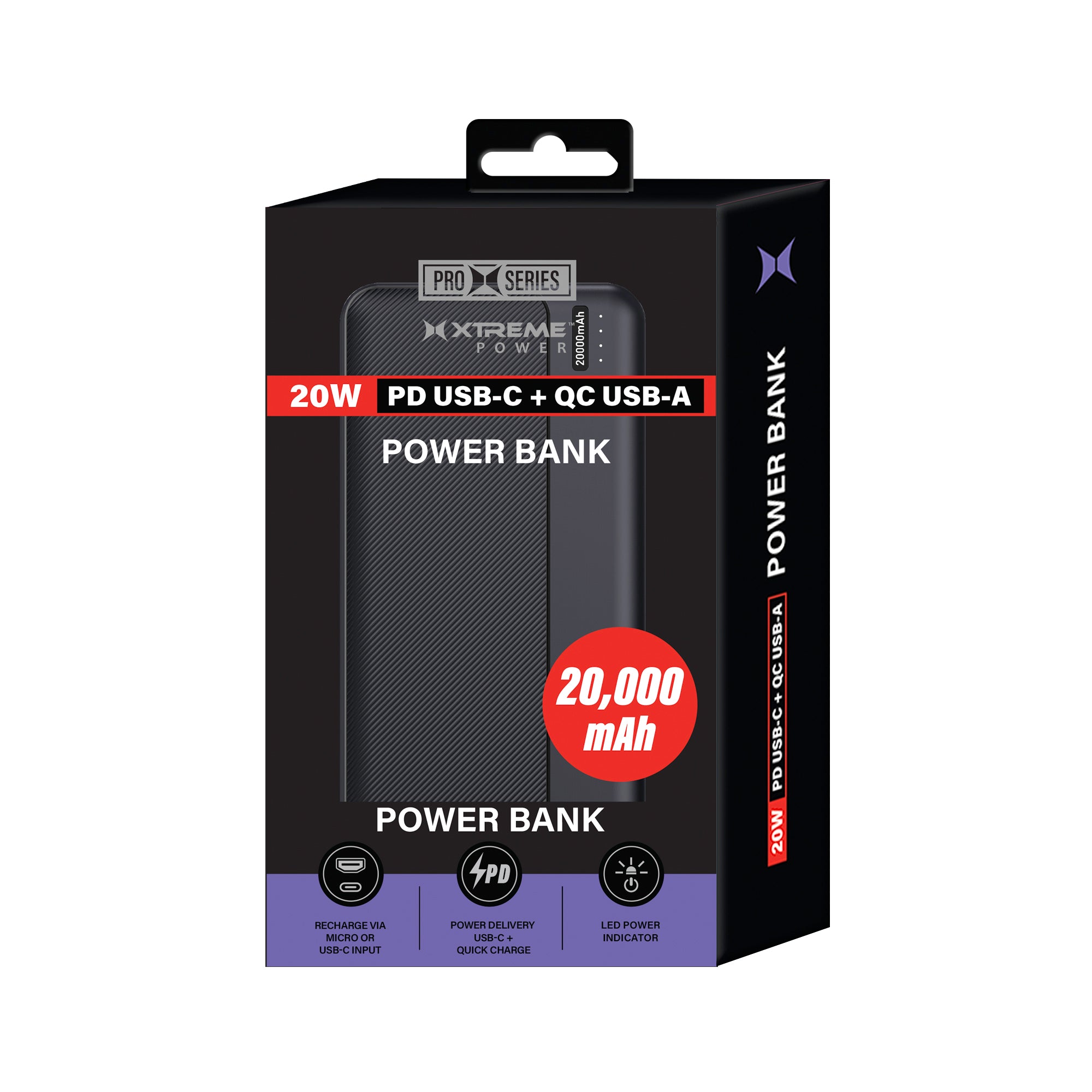 Pro 20,000mAh Portable Charger – 20W Fast Charging Power Bank with USB-C Power Delivery (PD) & Quick Charge USB-A, LED Digital Display