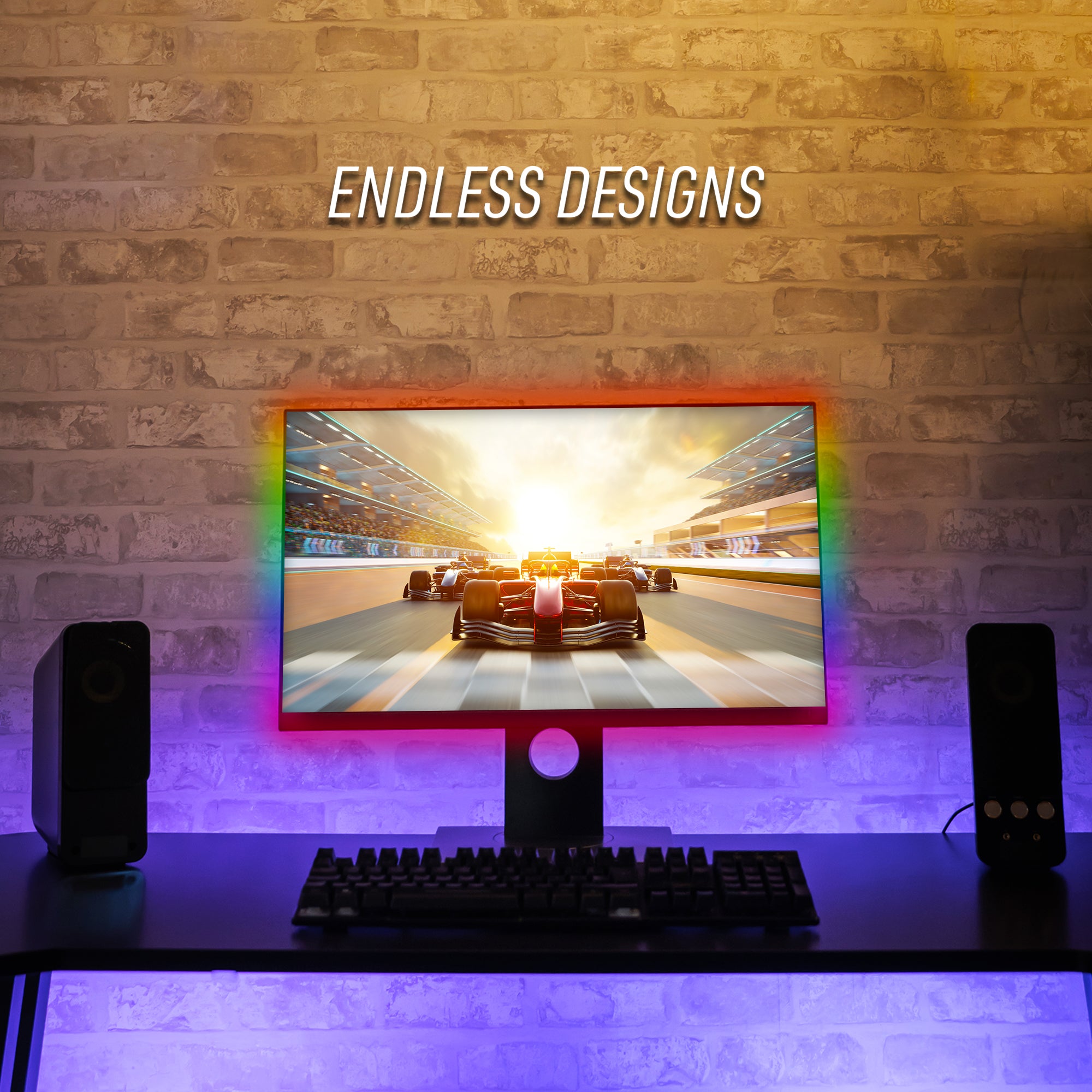 Multi-Color 6.5 ft. LED Light Strip, Remote Control, 16 Colors/4 Flash Modes, Bendable For Creative Shapes