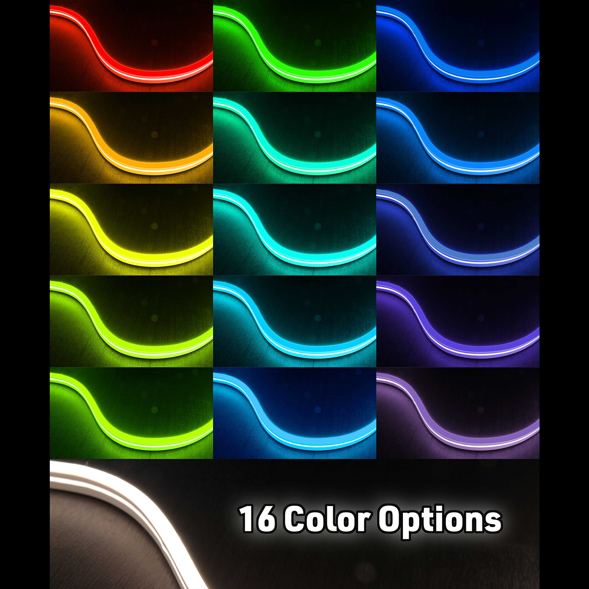 Multi-Color 6.5 ft. LED Light Strip, Remote Control, 16 Colors/4 Flash Modes, Bendable For Creative Shapes