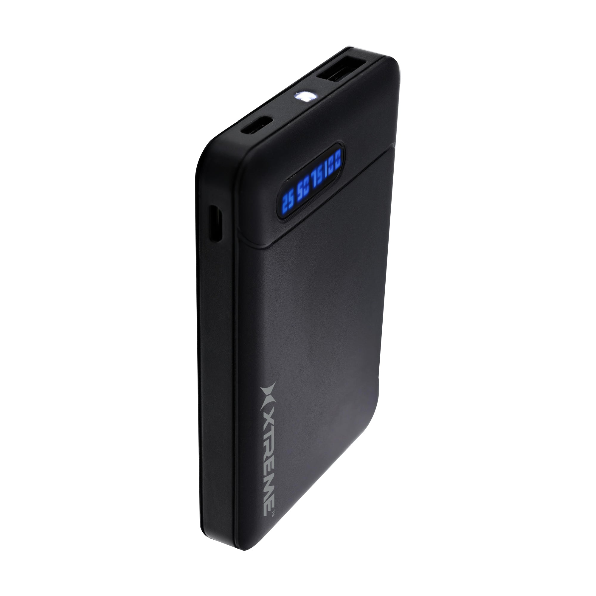 5000mAh Type-C Power Bank with Digital Display, Dual USB Outputs, and Built-in Flashlight - Portable Battery Charger for All Devices