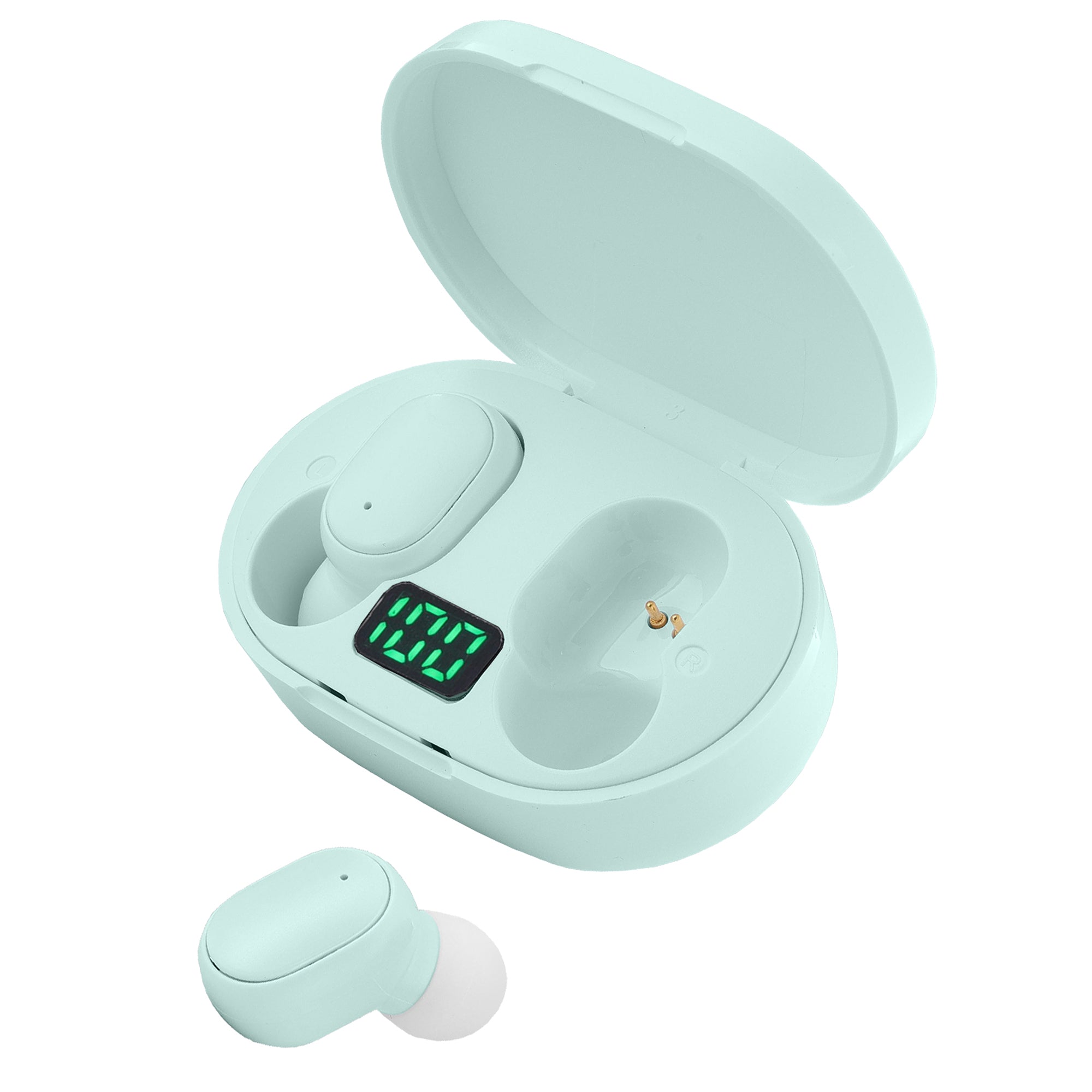 True Wireless Stereo Mini Buds with LED Display Charging Case, Comfort Design, Bluetooth 5.0, and Voice Assistant Activation