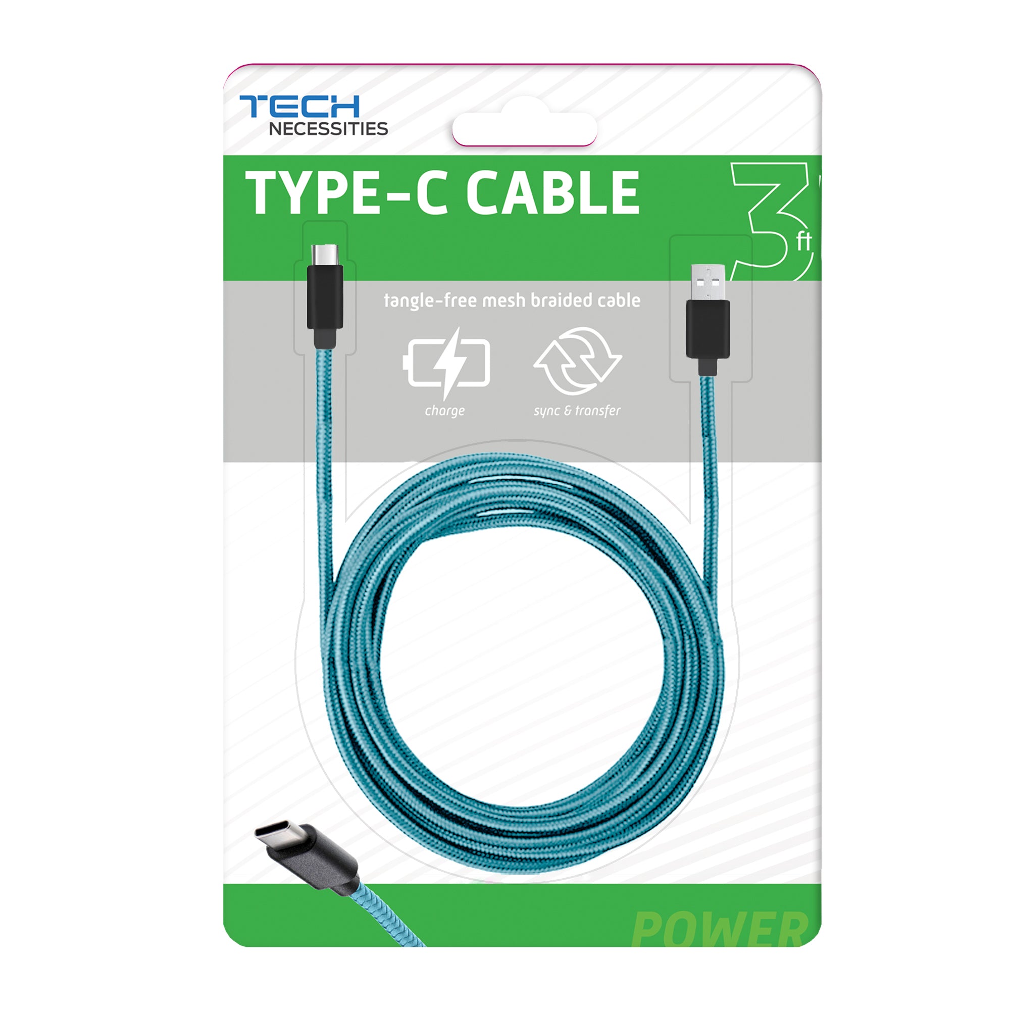 3ft USB-A to Type-C Cable for Data Sync and Transfer, Basic USB 2.0 Charger Cord for Smartphones and Tablets