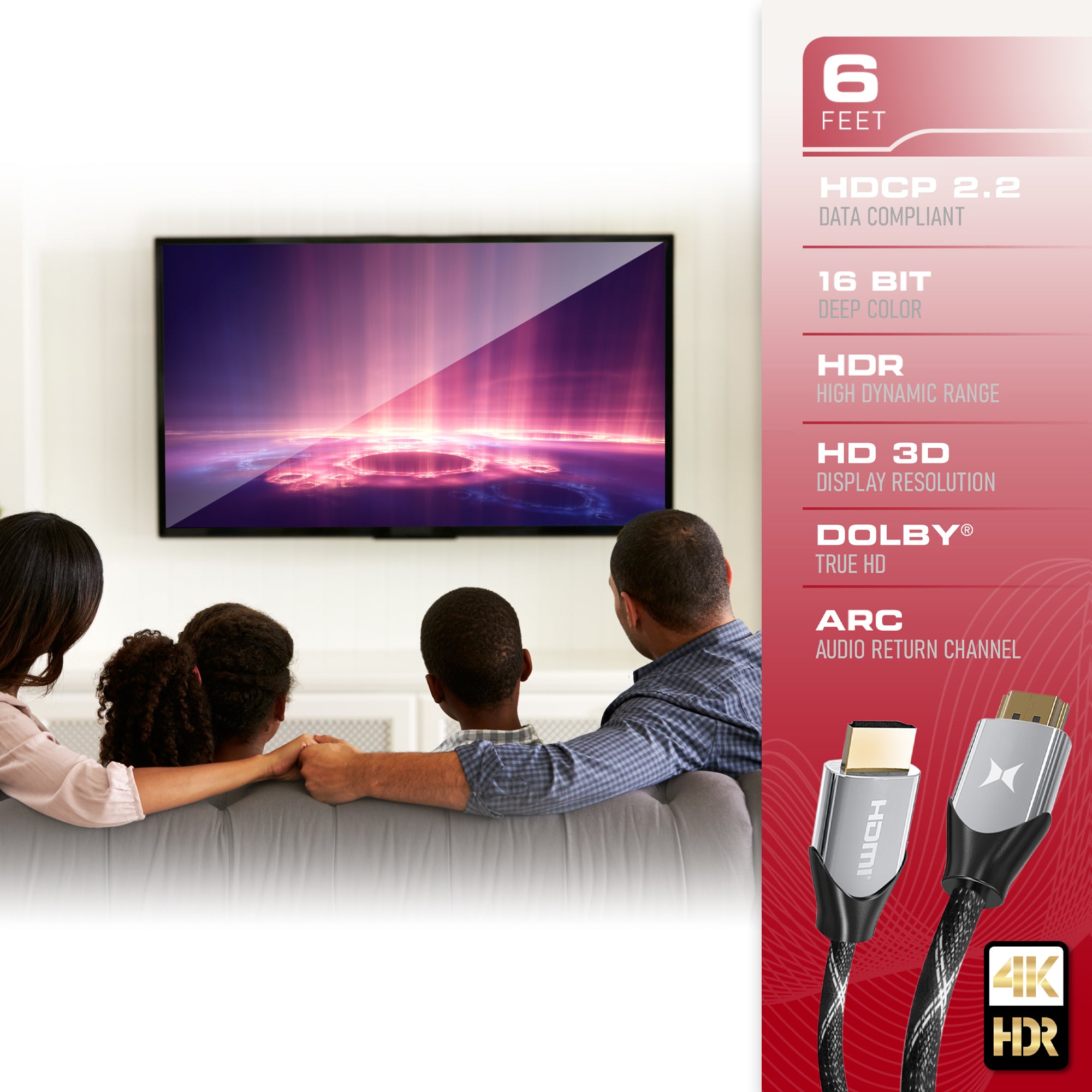 6ft Silver Series 4K HDMI Cable - High-Speed, Ultra HD, Supports Blu-Ray, Hook Up Multiple Devices