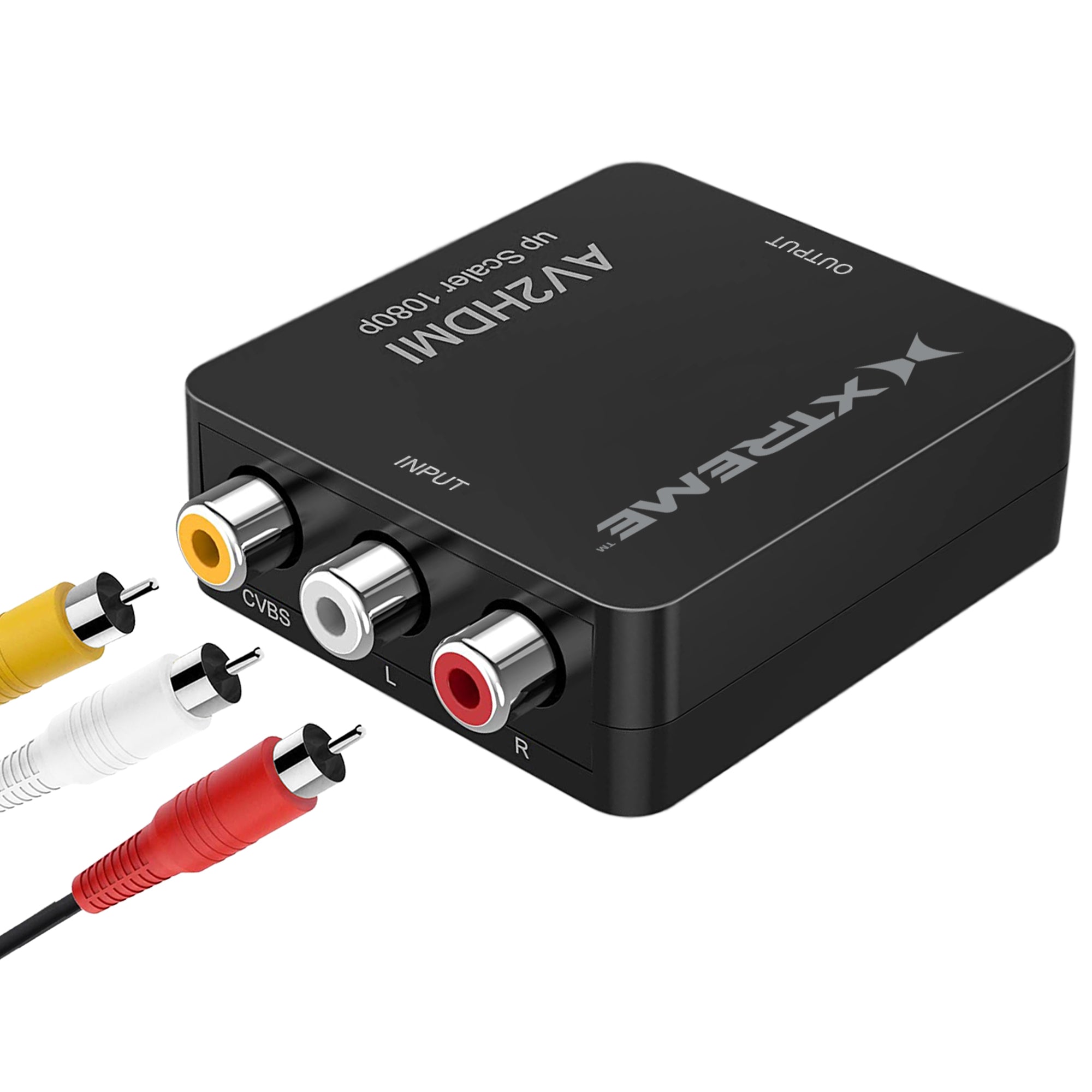 AV to HDMI Converter, 1080p RCA to HDMI Adapter, Composite to HDMI, Supports 720p/1080p, Mini USB Power for TV, VCR, N64, SNES, DVD Player, and more.