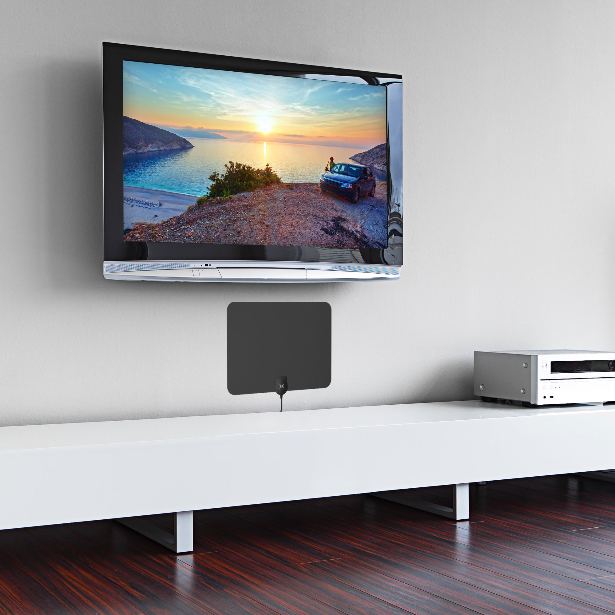 Digital HDTV Antenna for 1080P HD Channels, 60-Mile Range & Easy DIY Installation, Get Free Local TV with Crystal Clear Picture, Includes 16ft Coaxial Cable